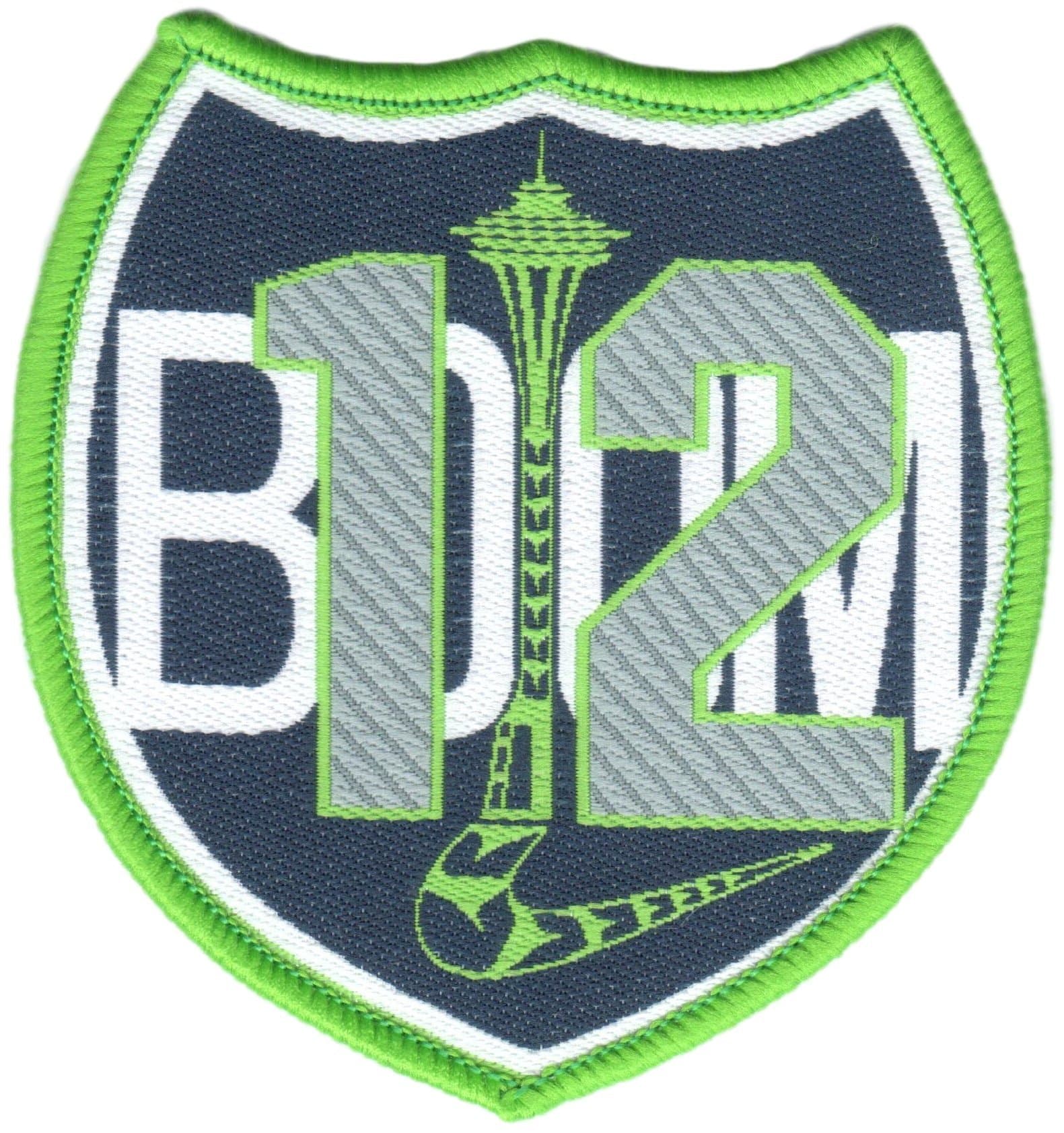 Sea Hawks Superhawks Woven Iron-On Patch 12 Boom (2.75 - 1 Patch, Green Border)