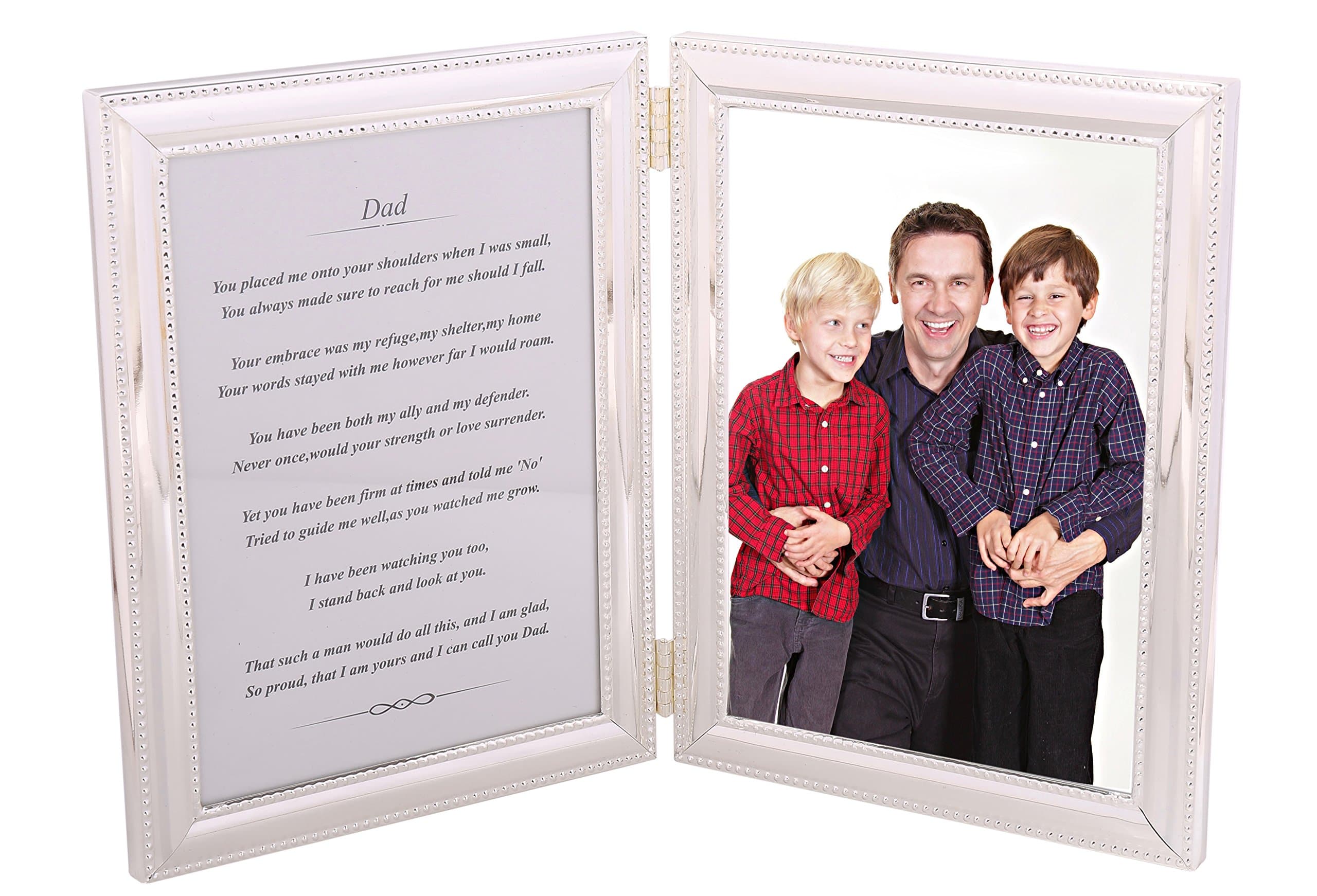 Golden Tree Gifts Frame for Dad from Daughter or Son - A Heartfelt Poem + Your Personalized Photo in a Beautiful Silver-Plated Double Picture Frame. Makes a Great Father's Day Present!