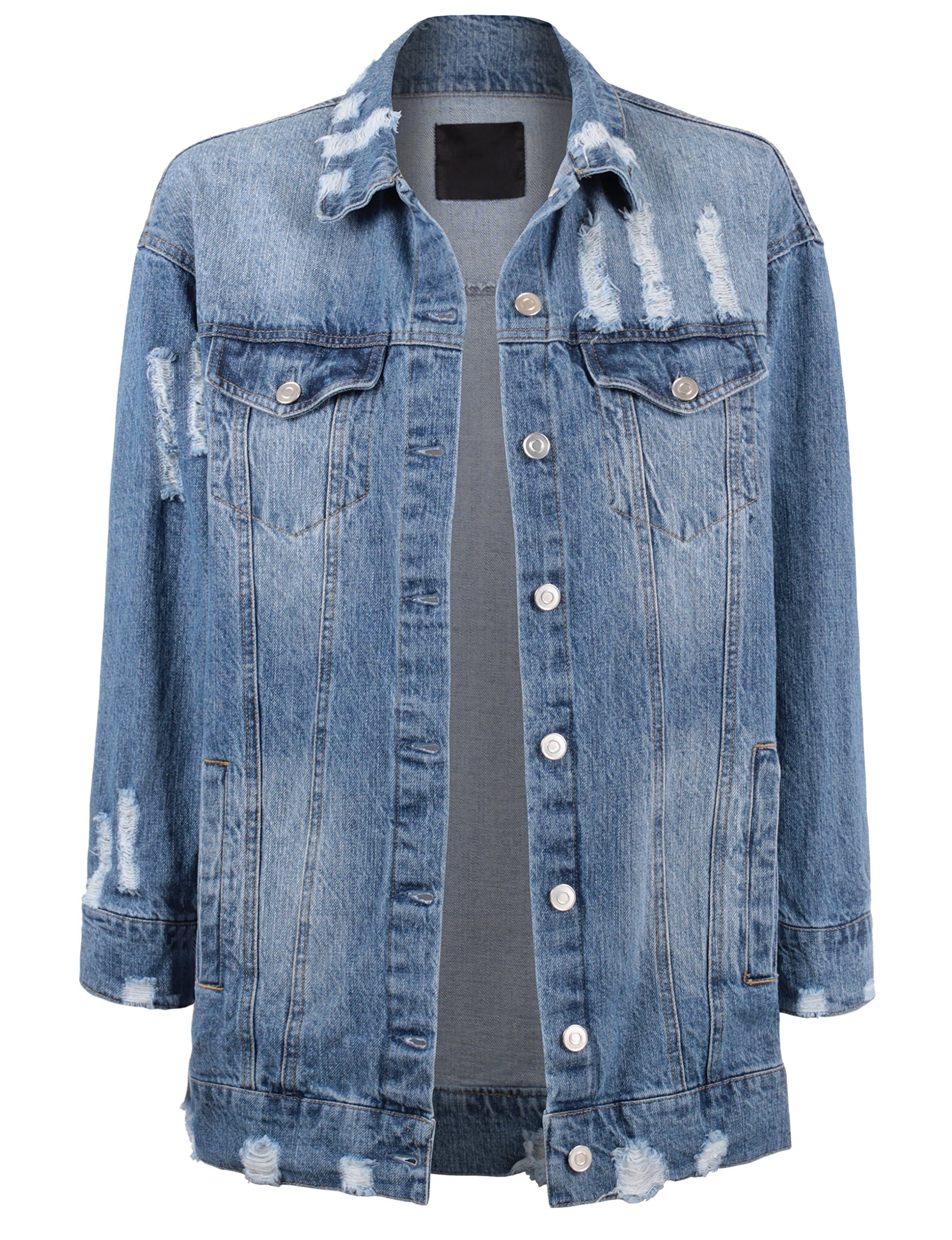 BEKDO Womens Classic Long Sleeve Button Up Slim Fit Denim Jacket