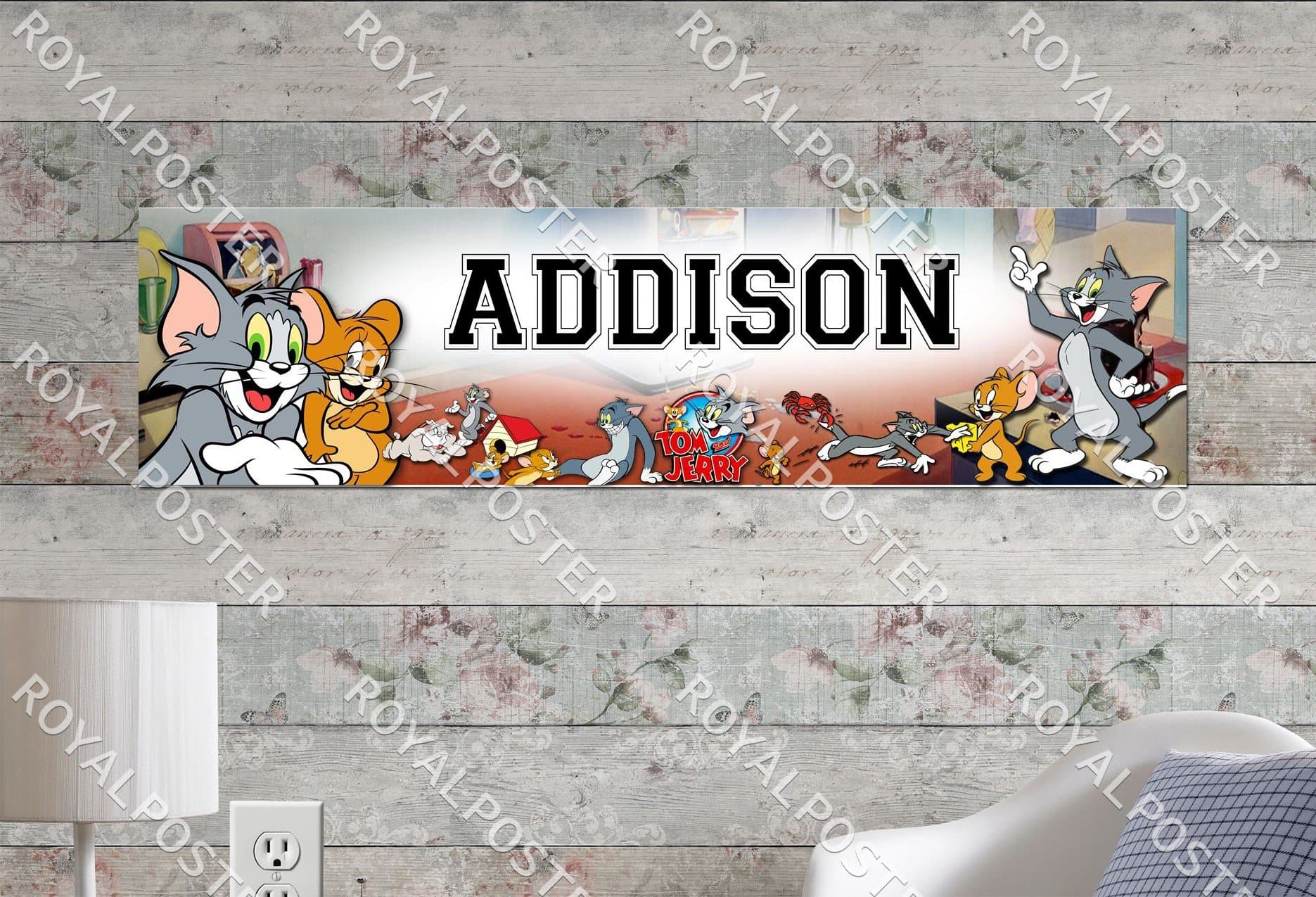 Tom and Jerry Poster Hanging Wall Name Sign Personalized Custom Decoration Banner
