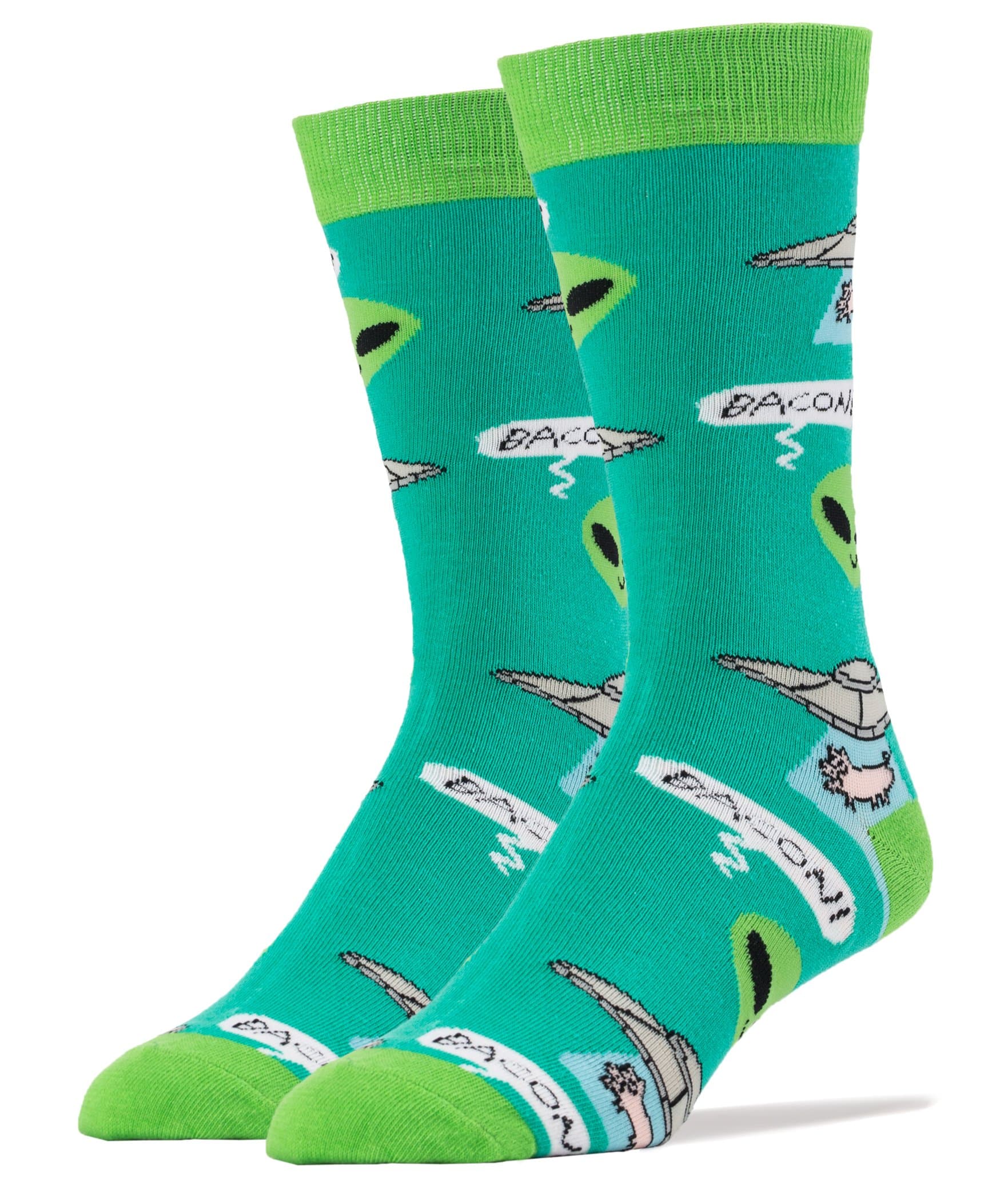 Oooh Yeah Men's Luxury Combed Cotton Crew Socks Bacon Abduction