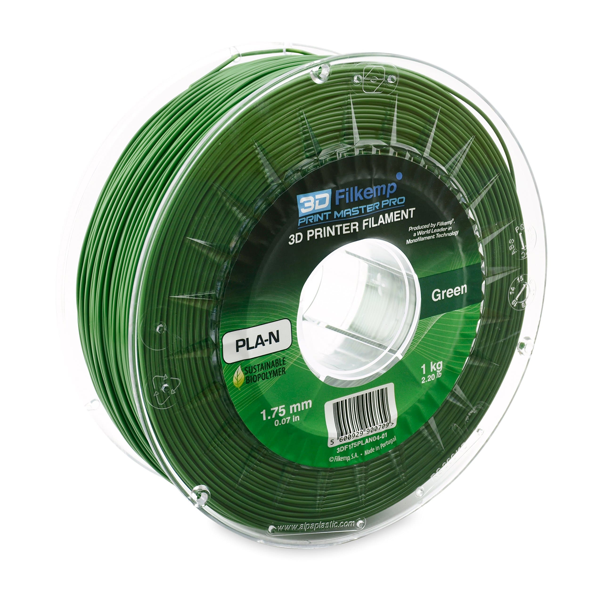 3D Filkemp Print Master Pro 3DF175PLAN04-01 Next Generation PLA 3D Printer Filament, Spool, 1.75 mm Diameter, Green