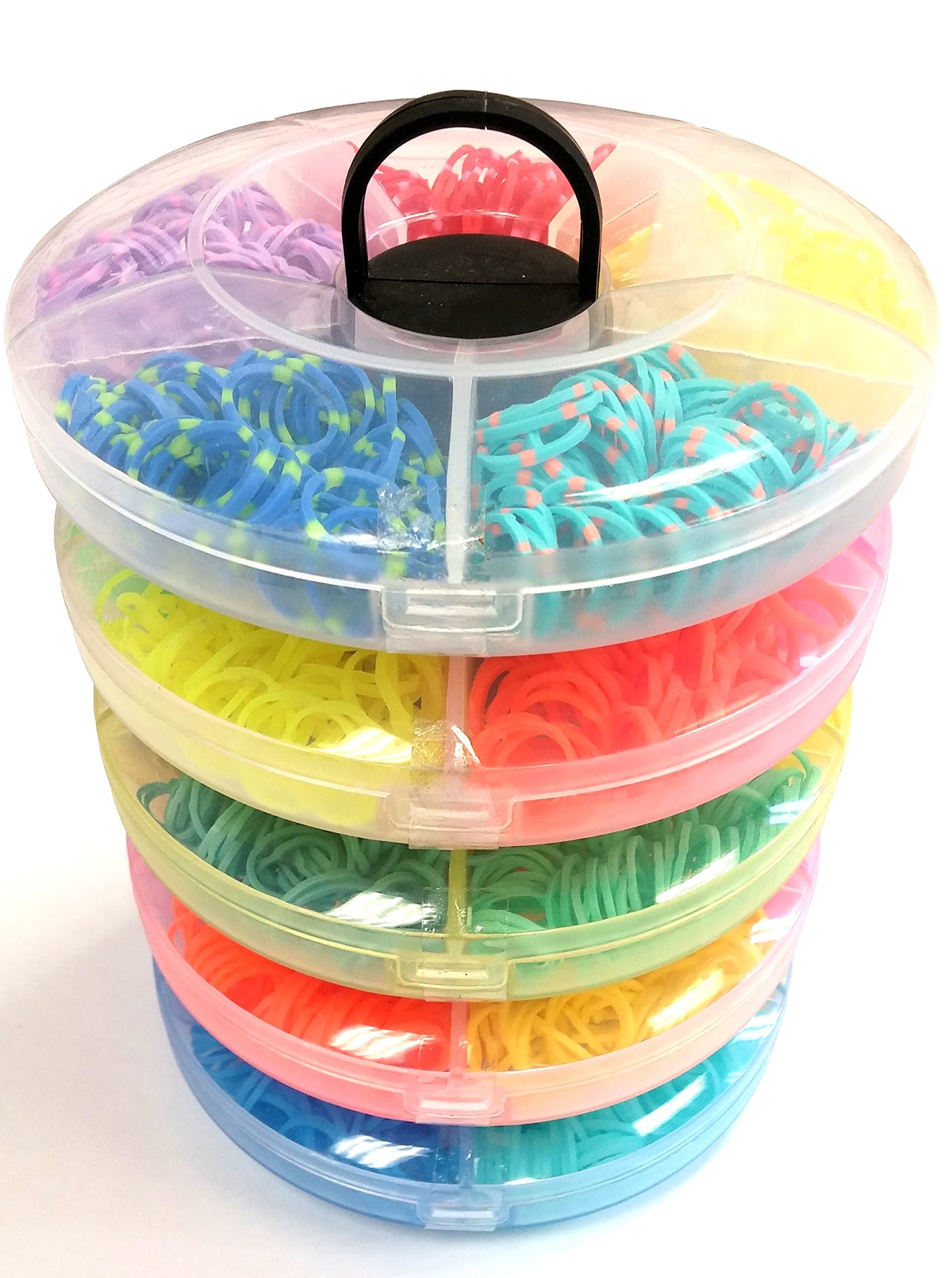 Loom Band Circle storage, clip ea 12pcs 5, ea 500 bands(100 bands each colors)5 , made in Korea, colors assorted, easy to carry and stock