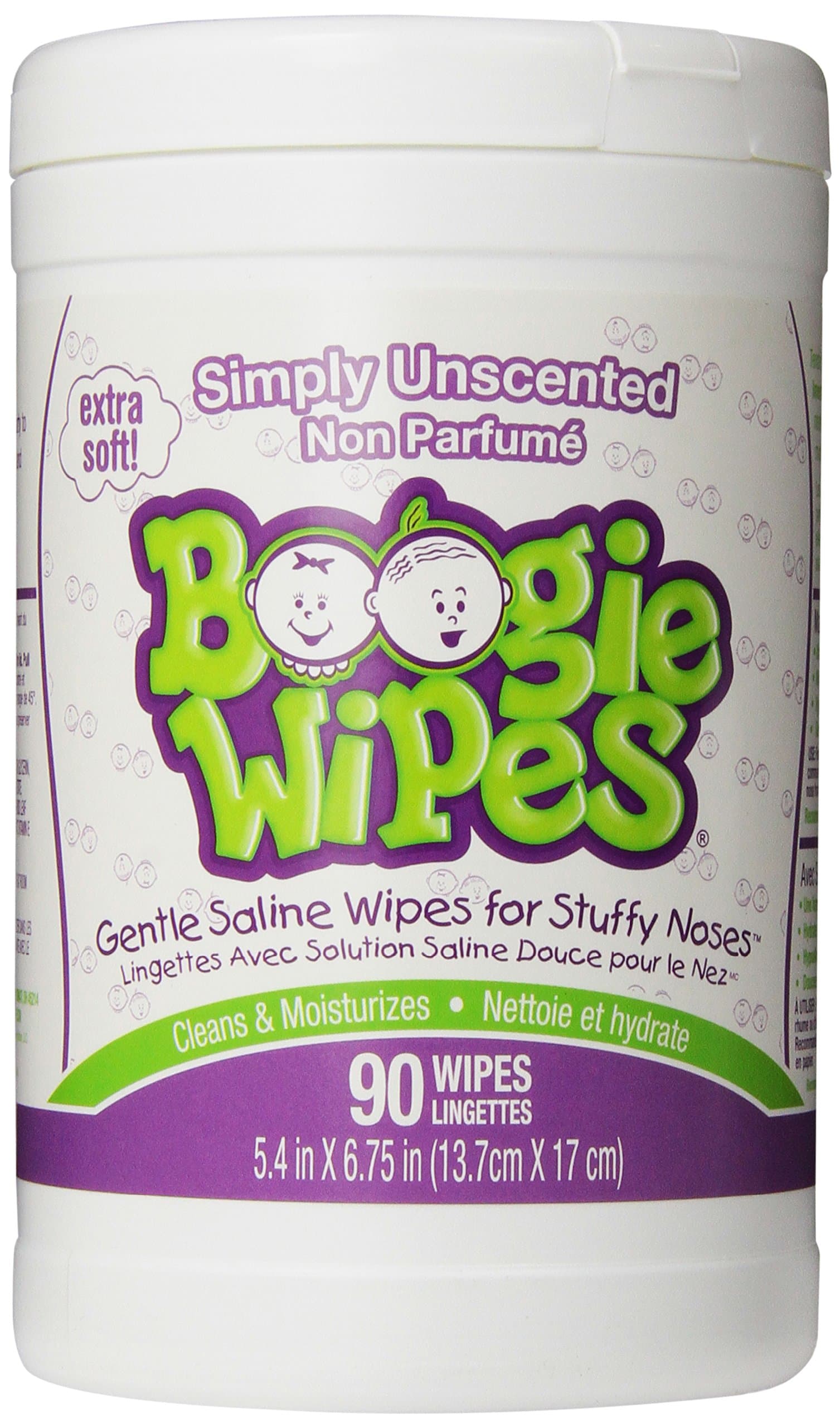 Boogie Wipes Canister, Simply Unscented, 90 Extra Soft Wipes