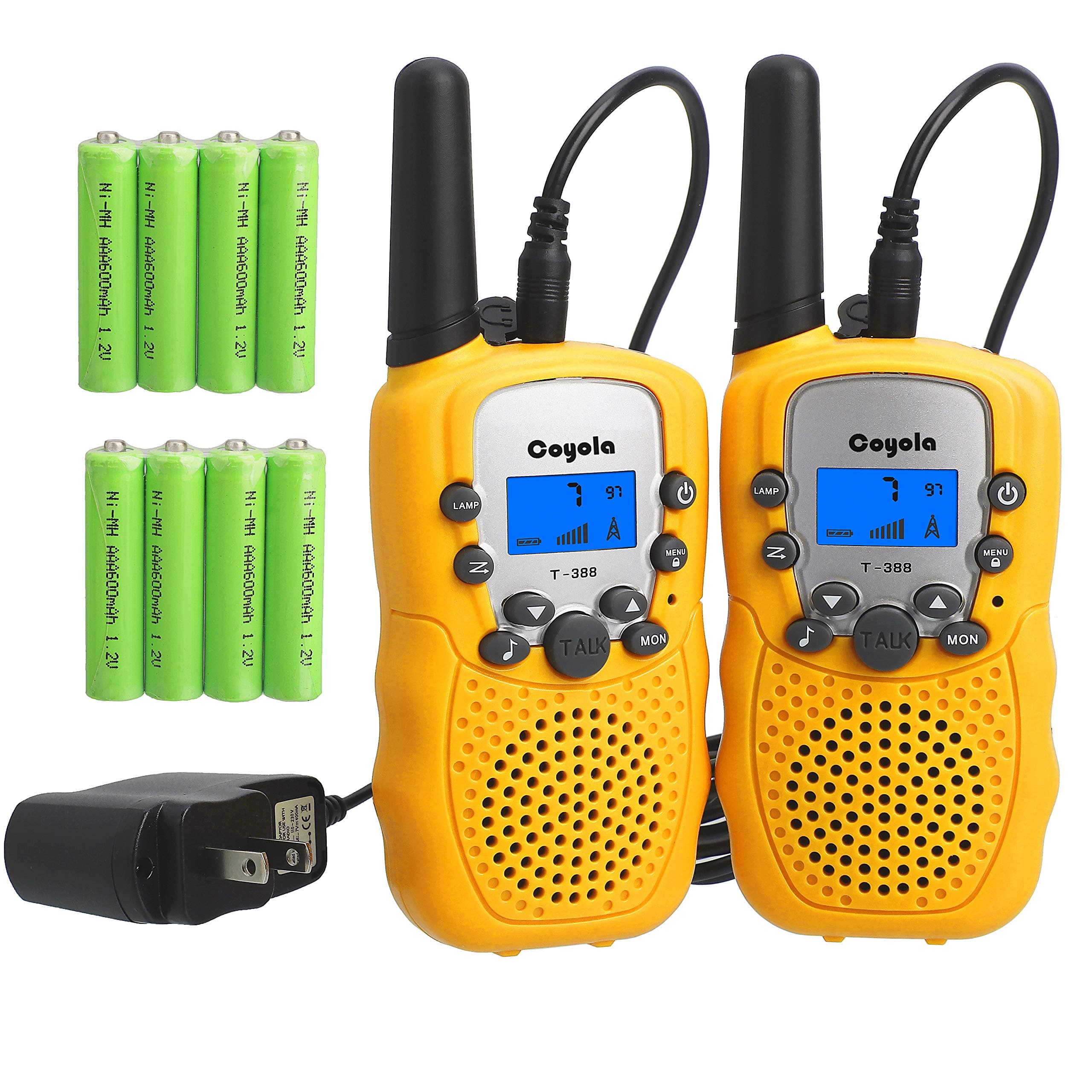 Rechargeable Walkie Talkies for Kids 2- Mile Long Range 22 Channel Kids Walkie Talkies with Rechargeable Batteries and Charger, Toys 2 Way Radios Gifts for Boys and Girls (Yellow)