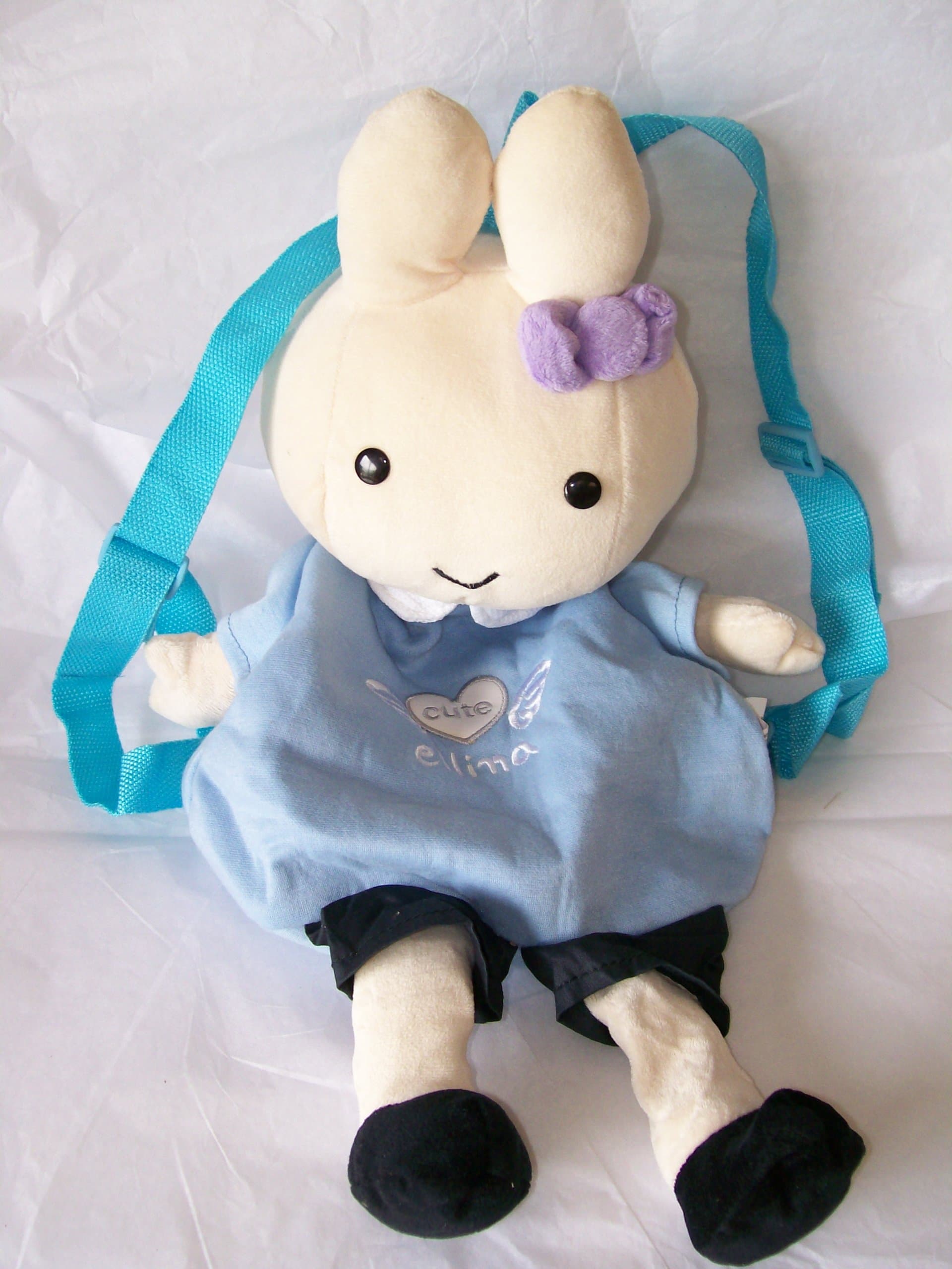 Ming Ren Cute Ellina Plush Bunny Backpack Blue 18" Tall