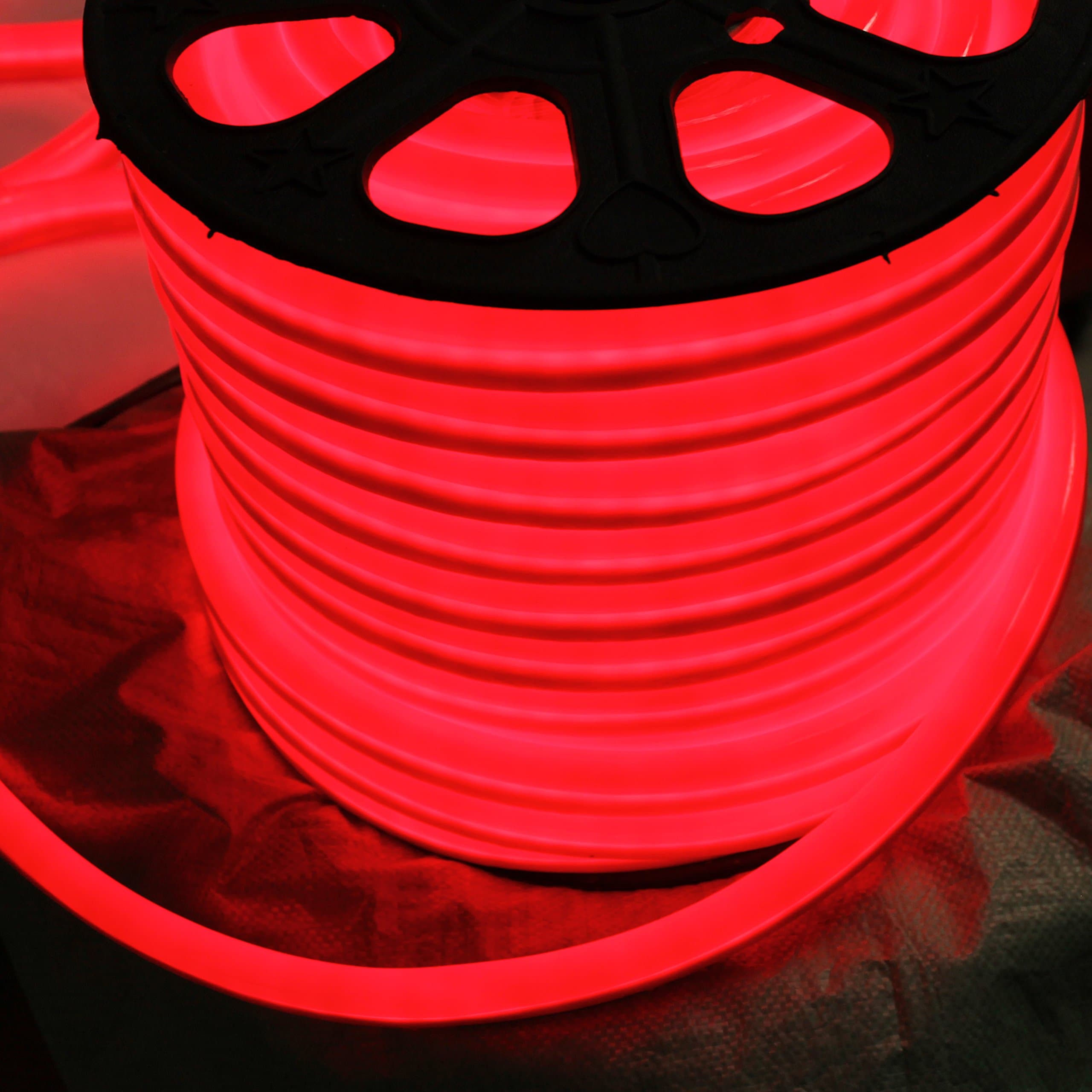 TOPATOM Vasten 12 Volt LED Flex NEON Light Strip, 65 Feet, Blue, White, Red Waterproof Resistant, Accessories Included - [Ideal for Home Improvement Indoor Outdoor Rope Lighting] [Ready to use] (Red)