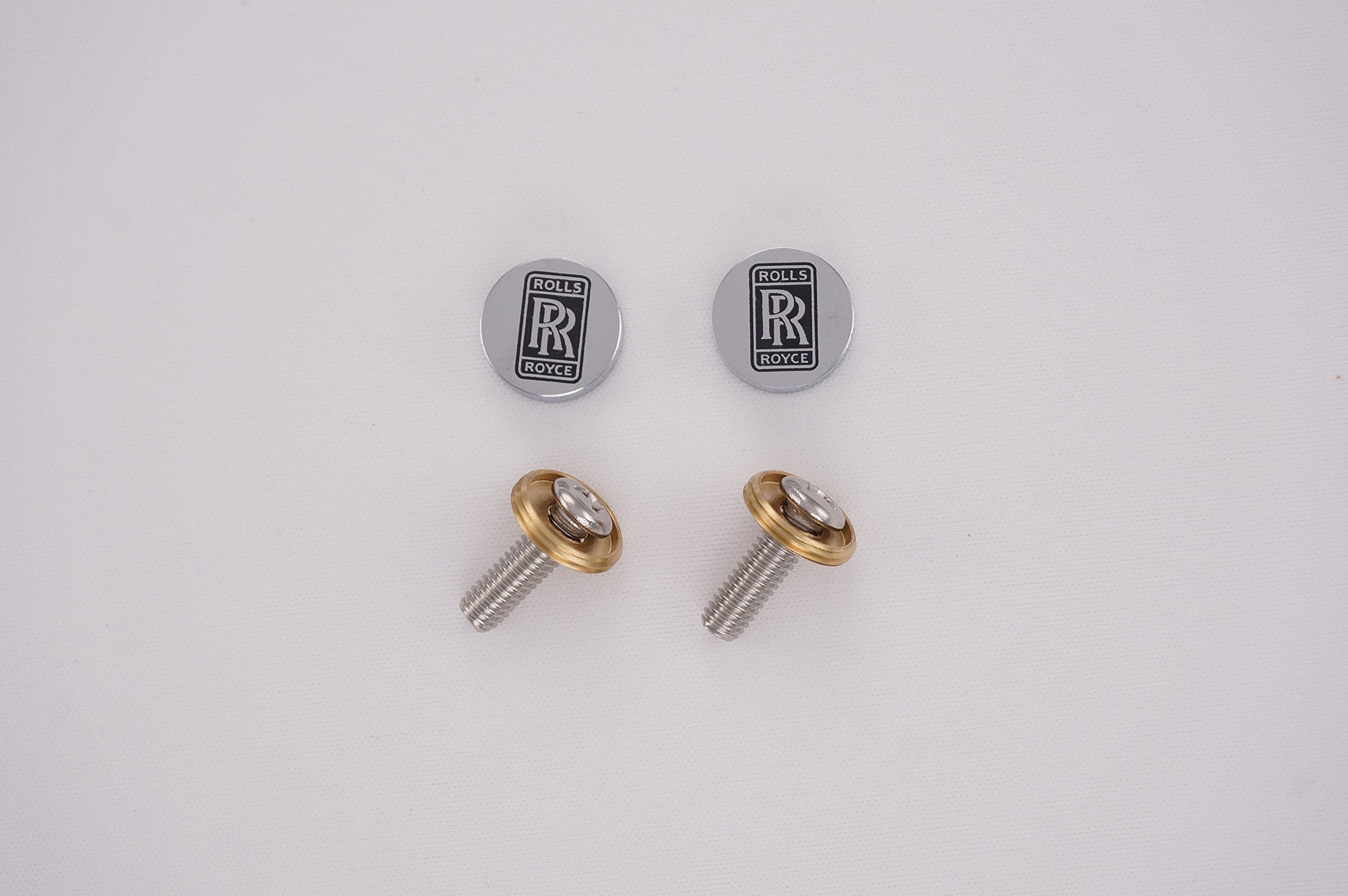 Fit Rolls Royce Laser Engraved Chrome Screw Cap Cover For License Plate Frame, Set Of 2