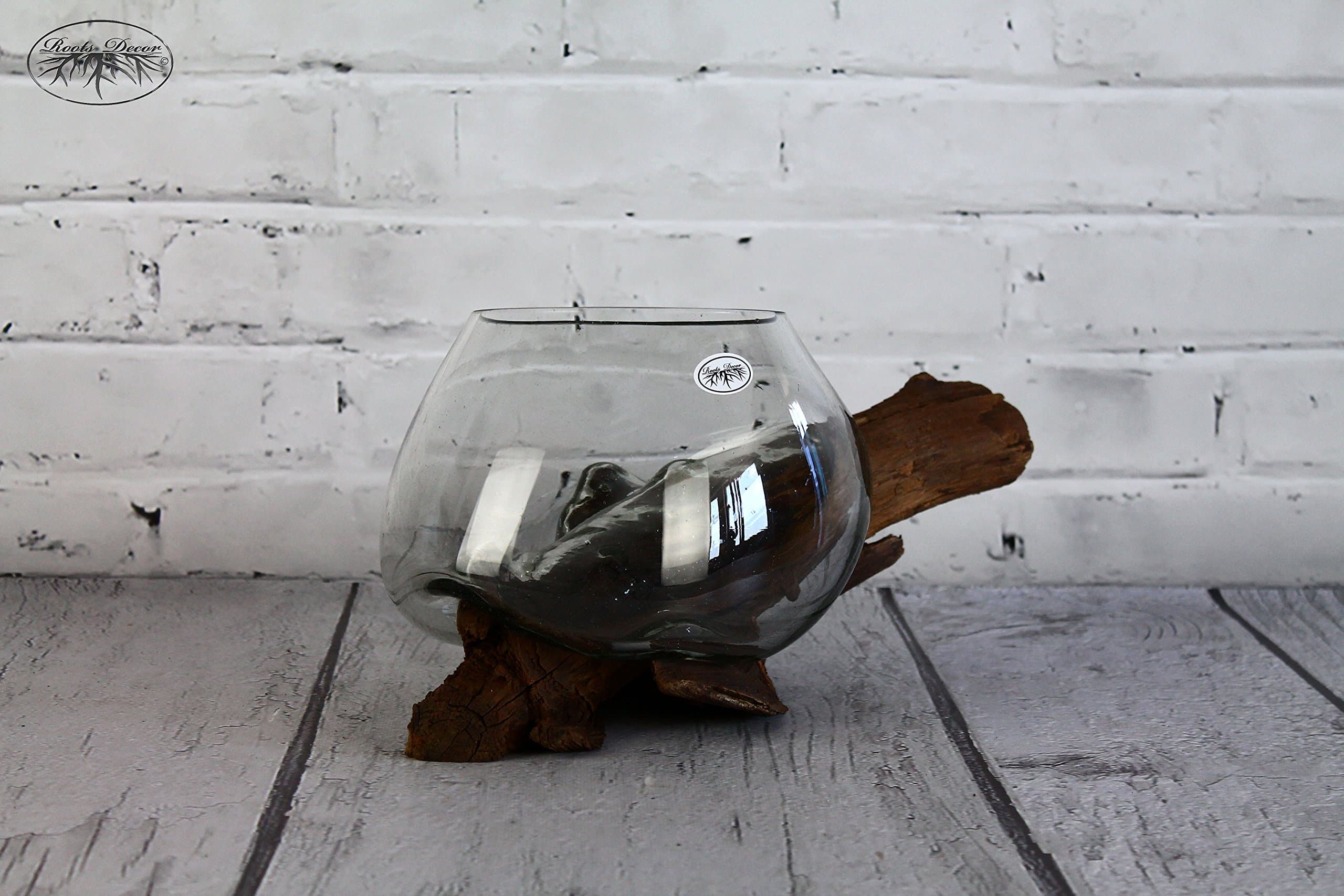 Root Decor Luxury Hand Blown Glass Decorative Vase Handmade in the UK (37x20 cm)