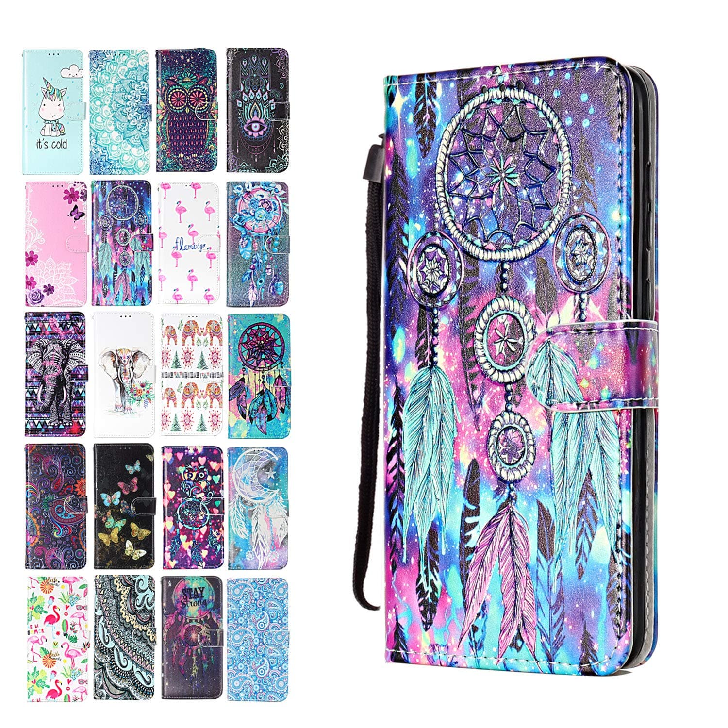 Ancase Leather Phone Case for Apple iPhone 7 8 SE 2020 Pattern Design Colorful Dreamcatcher Flip Case Wallet Cover with Card Slots Holder for Girls Boys
