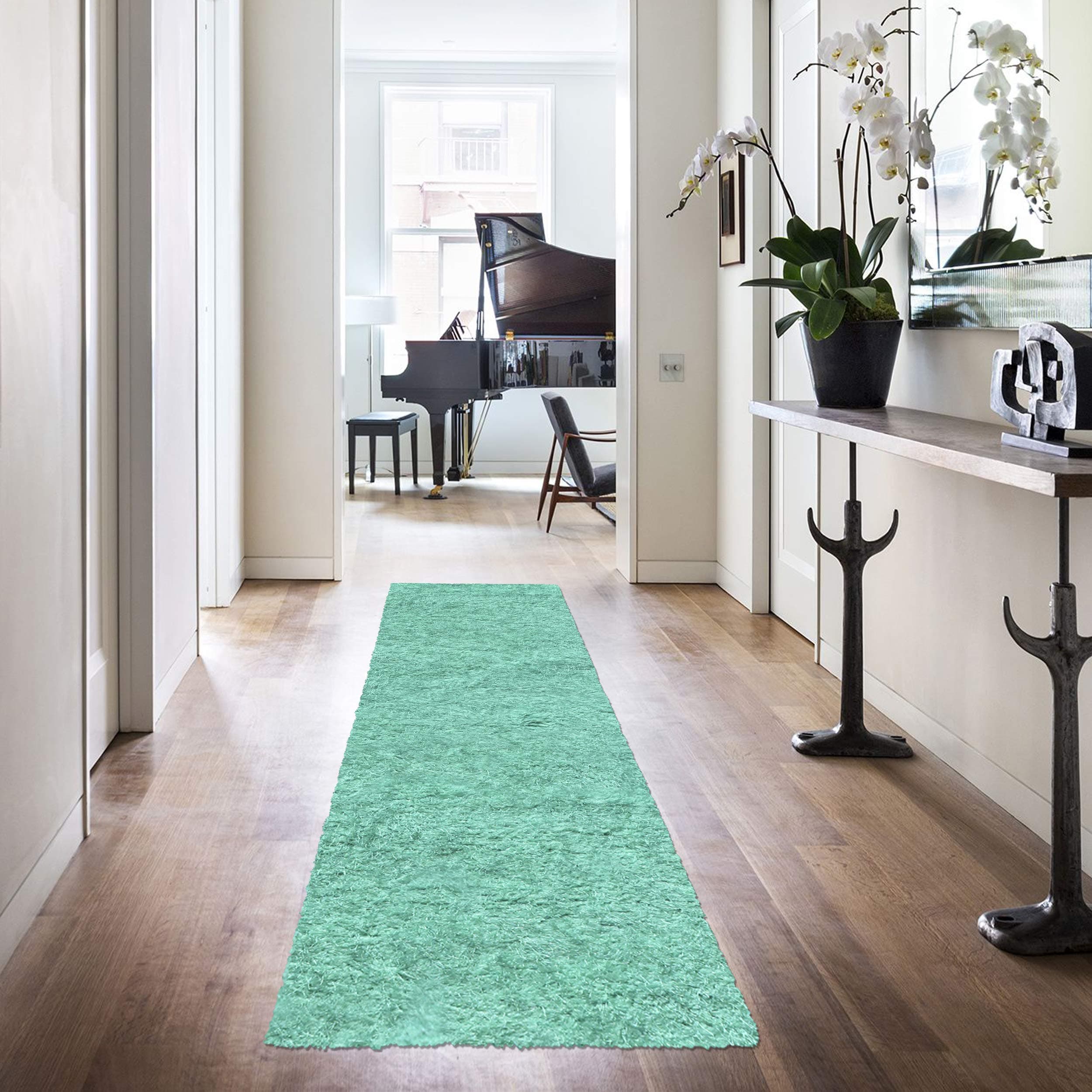 Superior Textured Shag Runner Rug, Ocean Blue, 2' 7" x 8'