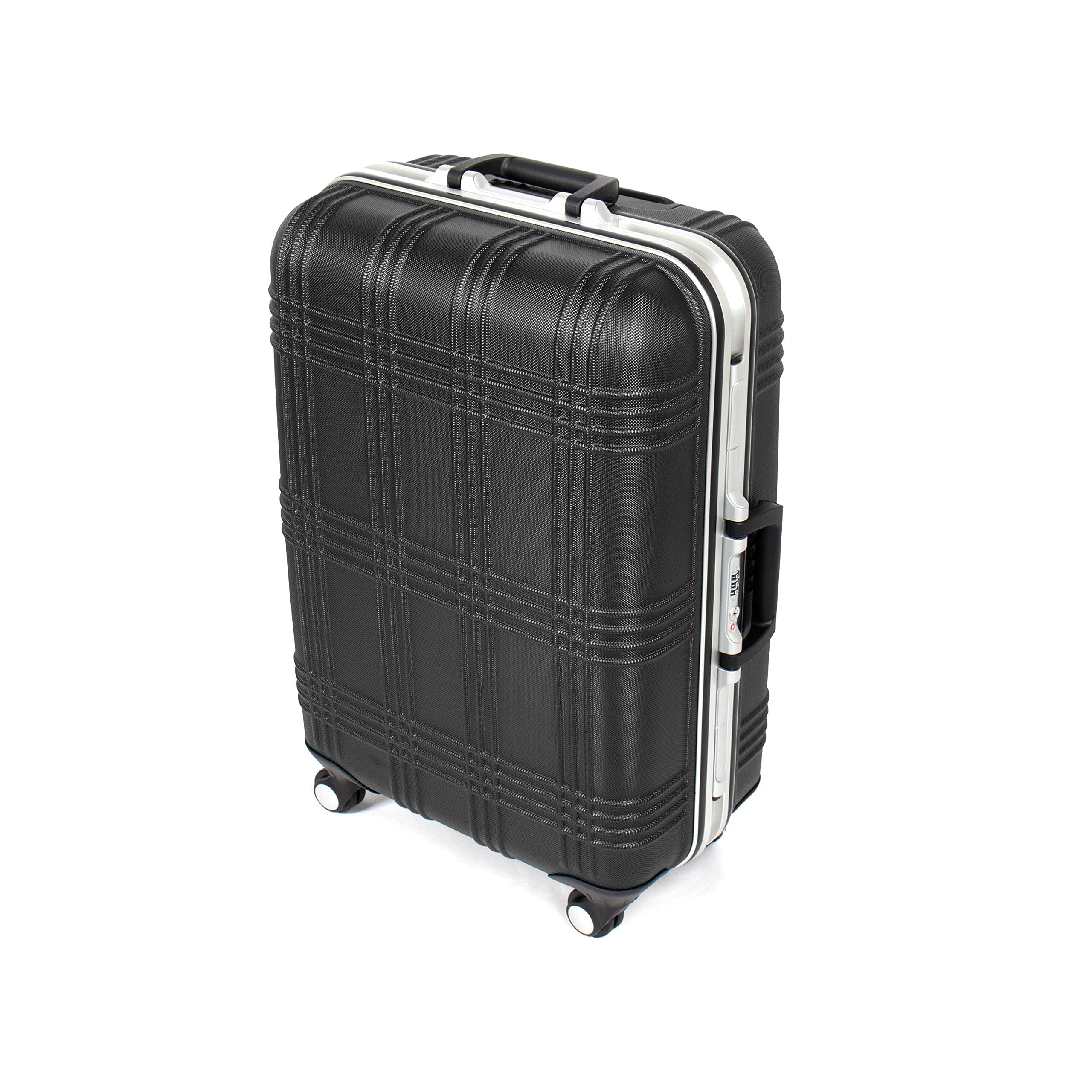 Luggage with ABS Hard Shell and Aluminium Frame – Size M (65 x 45.5 x 25 cm ) Suitcase with 4 Spinner Wheels (360 degrees) in Black – TSA Lock