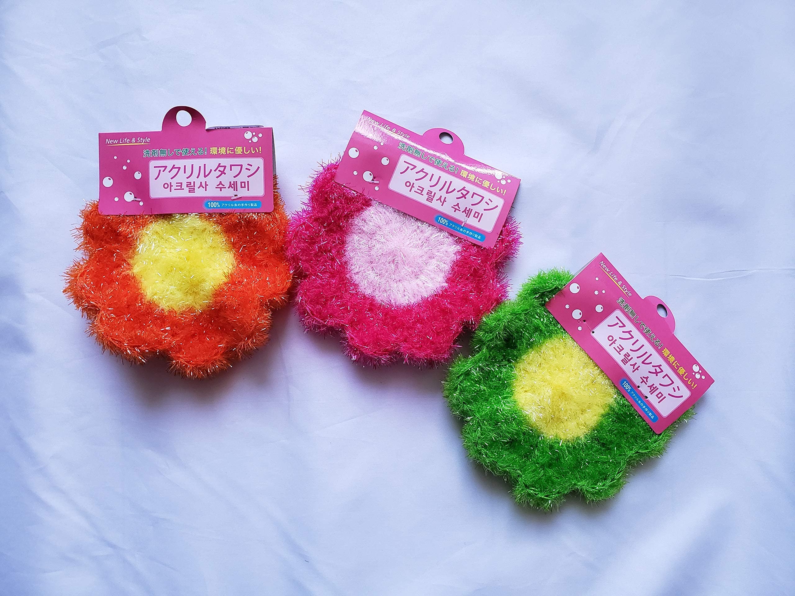 ECO-Friendly Dish Scrubber for Dishing- 3pcs (Flower Double)