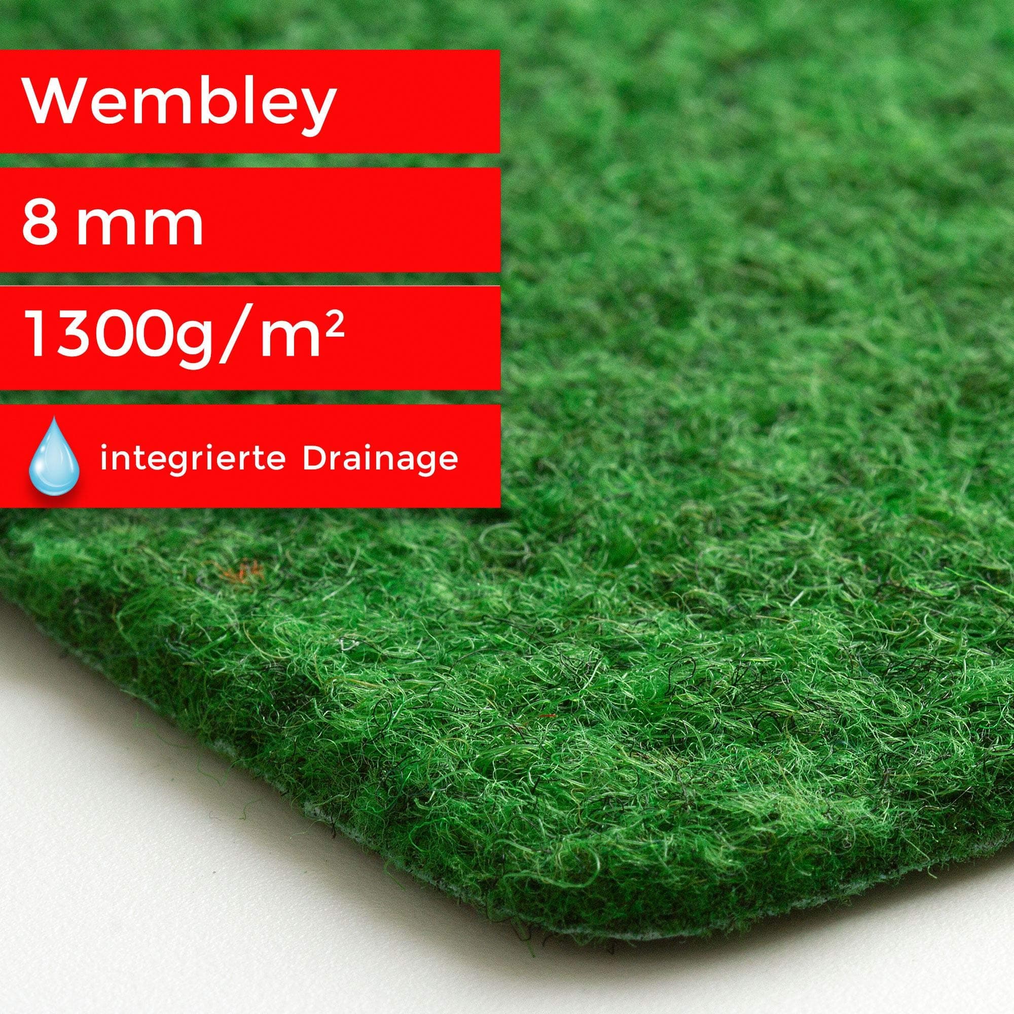 Realistic Artificial Turf Garden Lawn Wembley | 8mm Thick Artificial Green Grass for Gardens and balconys in Green, Size: 133x150 cm (4'4"x5')