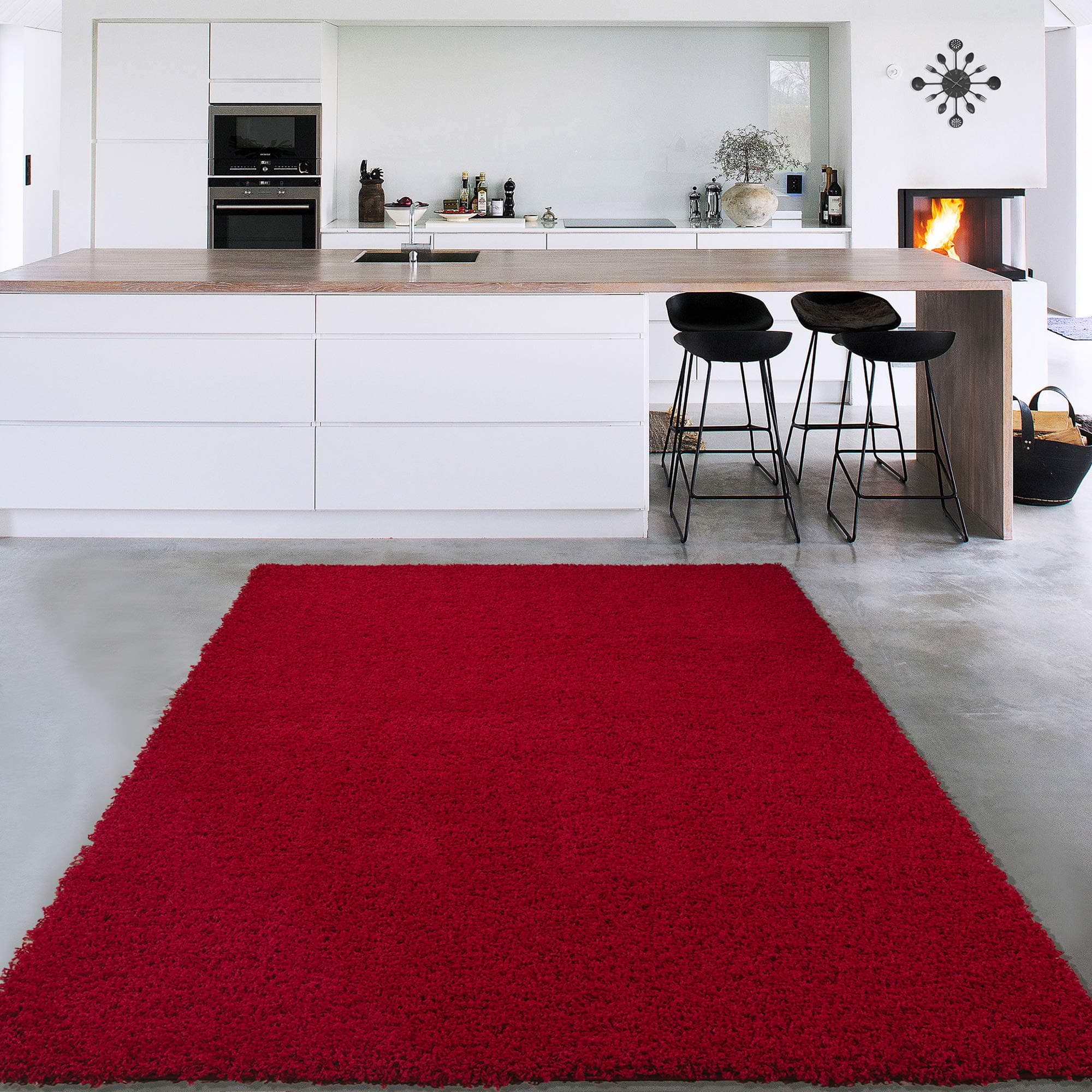 Sweet Home Stores Cozy Shag 2nd Collection Solid Shag Rug (7'10"X9'10"), Red