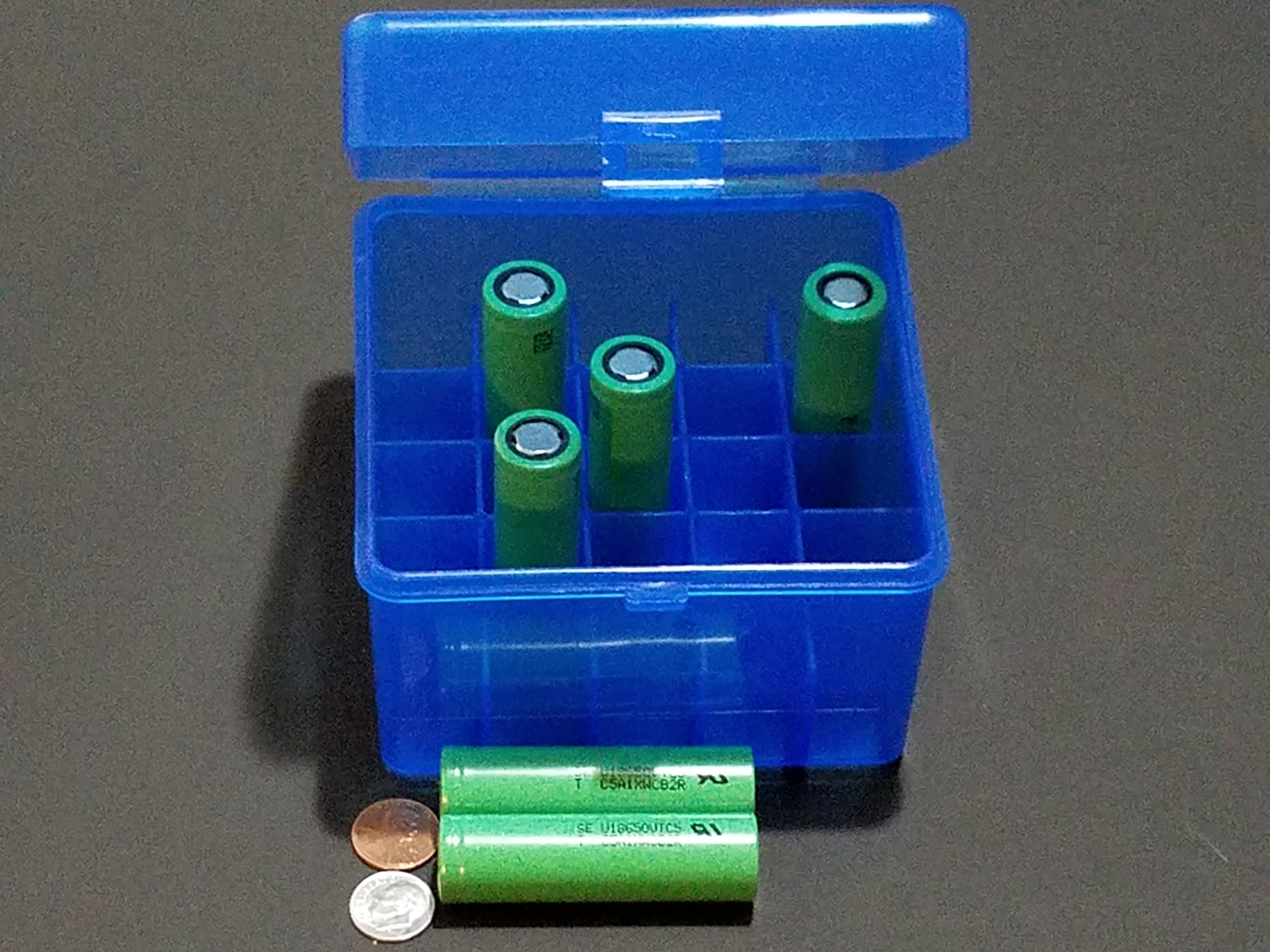 AA & AAA and 18650 Rechargeable Batteries Plastic Storage Box Container Holder Battery Case Keep Your Batteries Organizing (1, 18350 Rechargeable Battery Box 25 Blue)