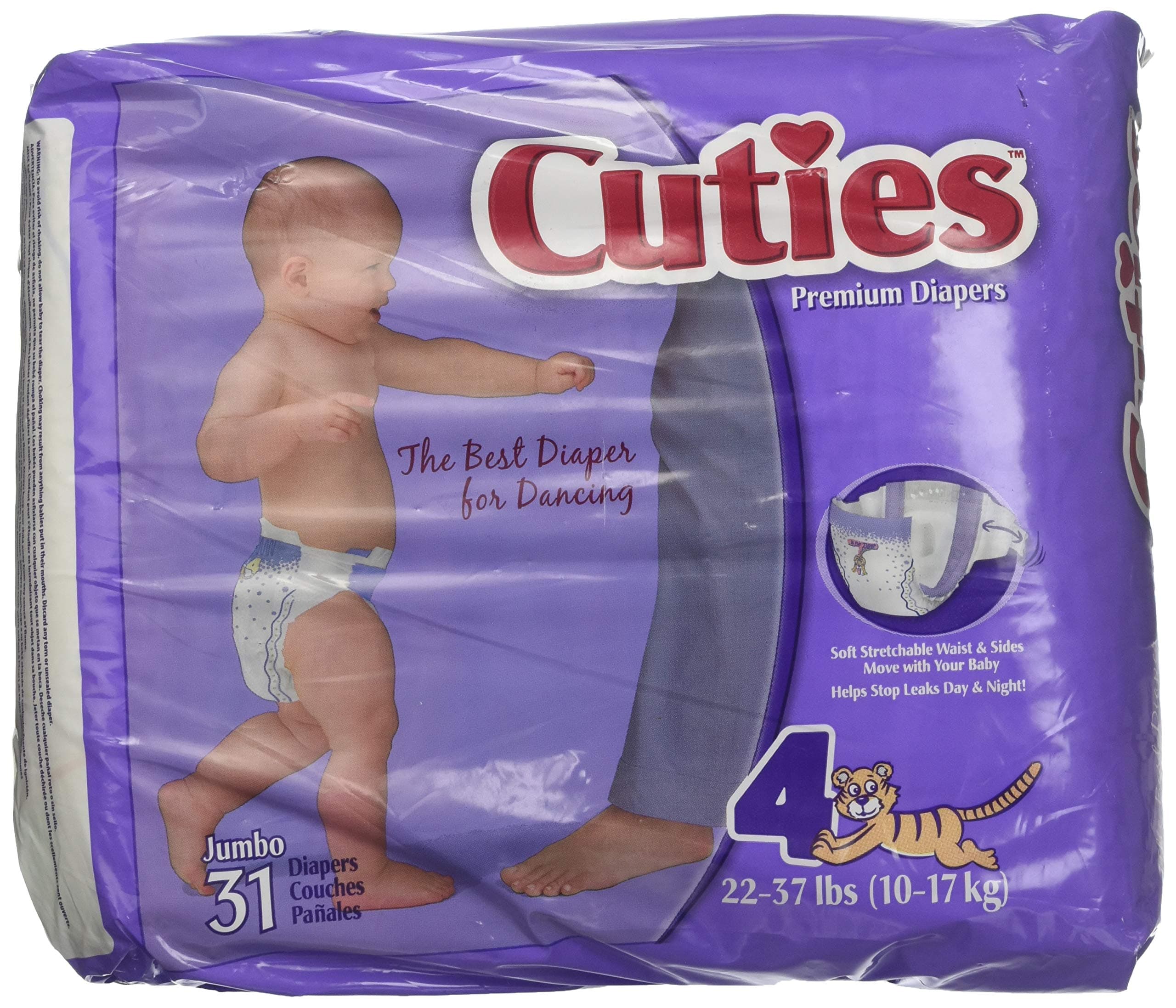 Prevail Cuties Baby Diapers Size 4, 22-37 lbs, by First Quality, 31 Count