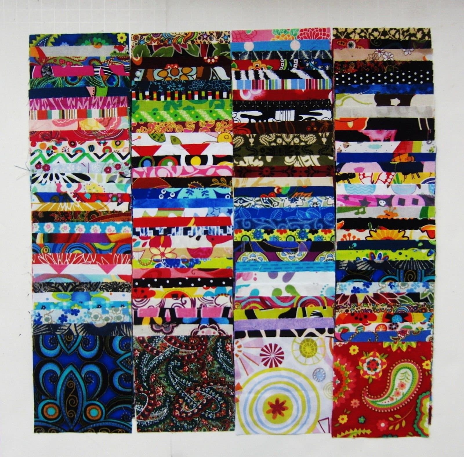 120 Assorted precut charm pack 4" squares 100% cotton fabric quilt scrap