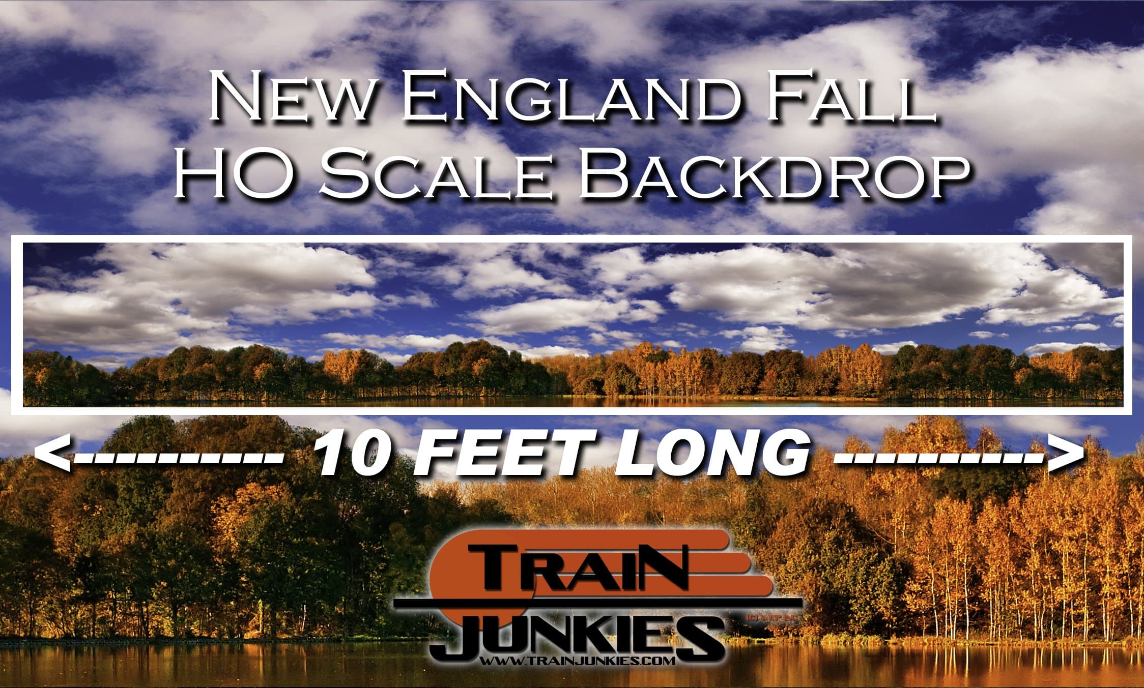Train Junkies New England Fall with Clouds - Railroad Backdrop HO OO Scale