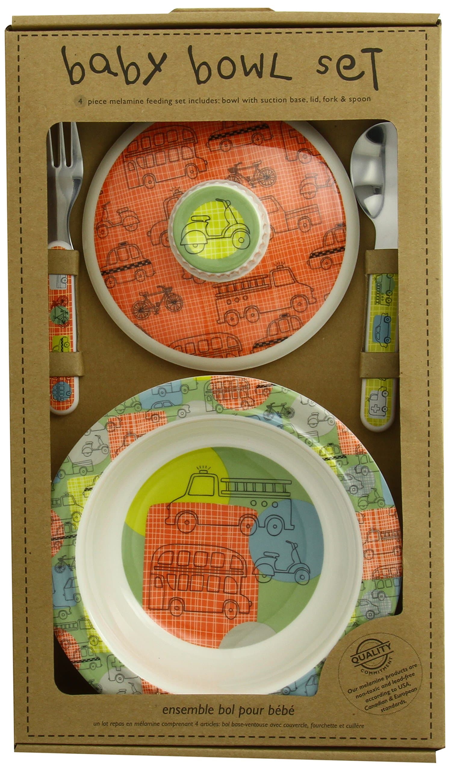 Sugarbooger Covered Suction Bowl Gift Set, Road Trip