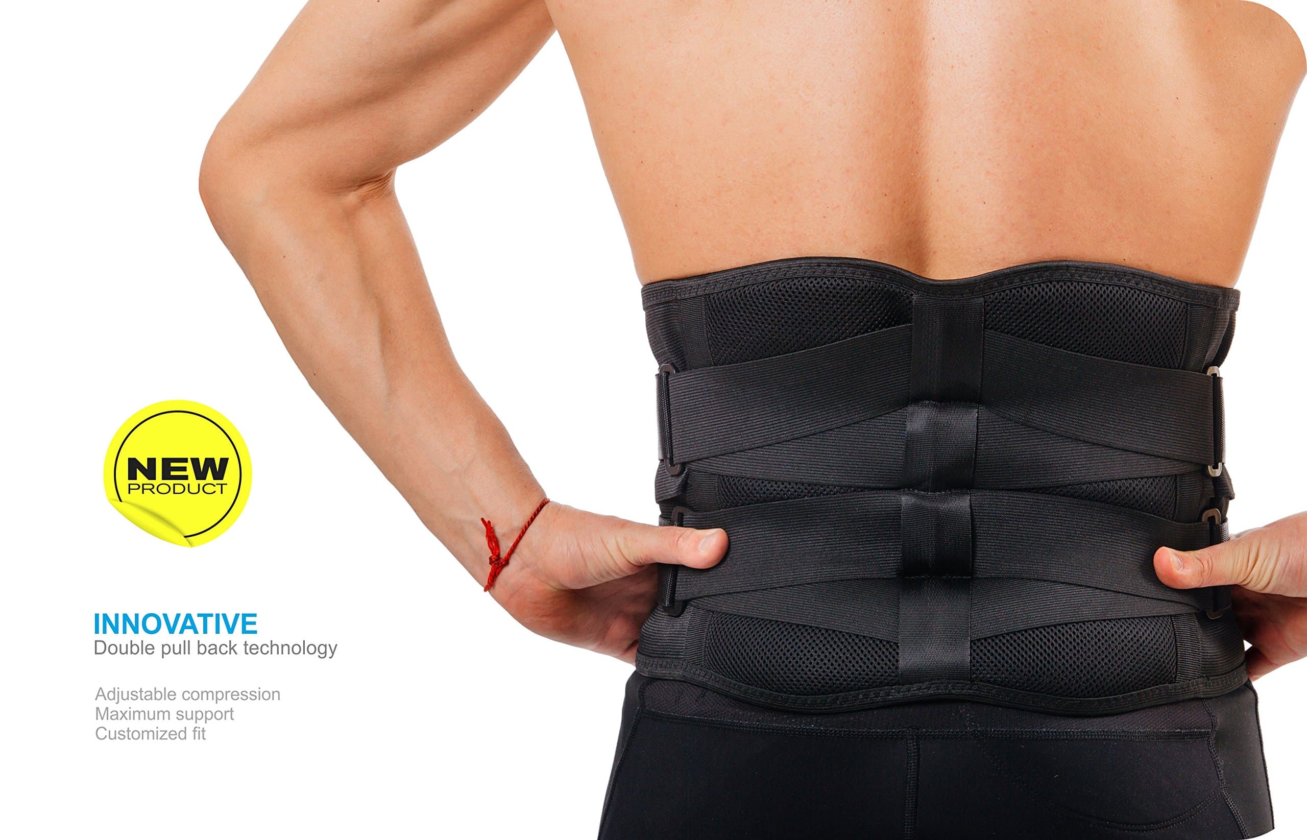 JODEKKO Premium Lumbar Support Belt Breathable Adjustable for Lower Back Pain Relief Spinal Traumas Sciatica or Herniated Disc (Black) (L)