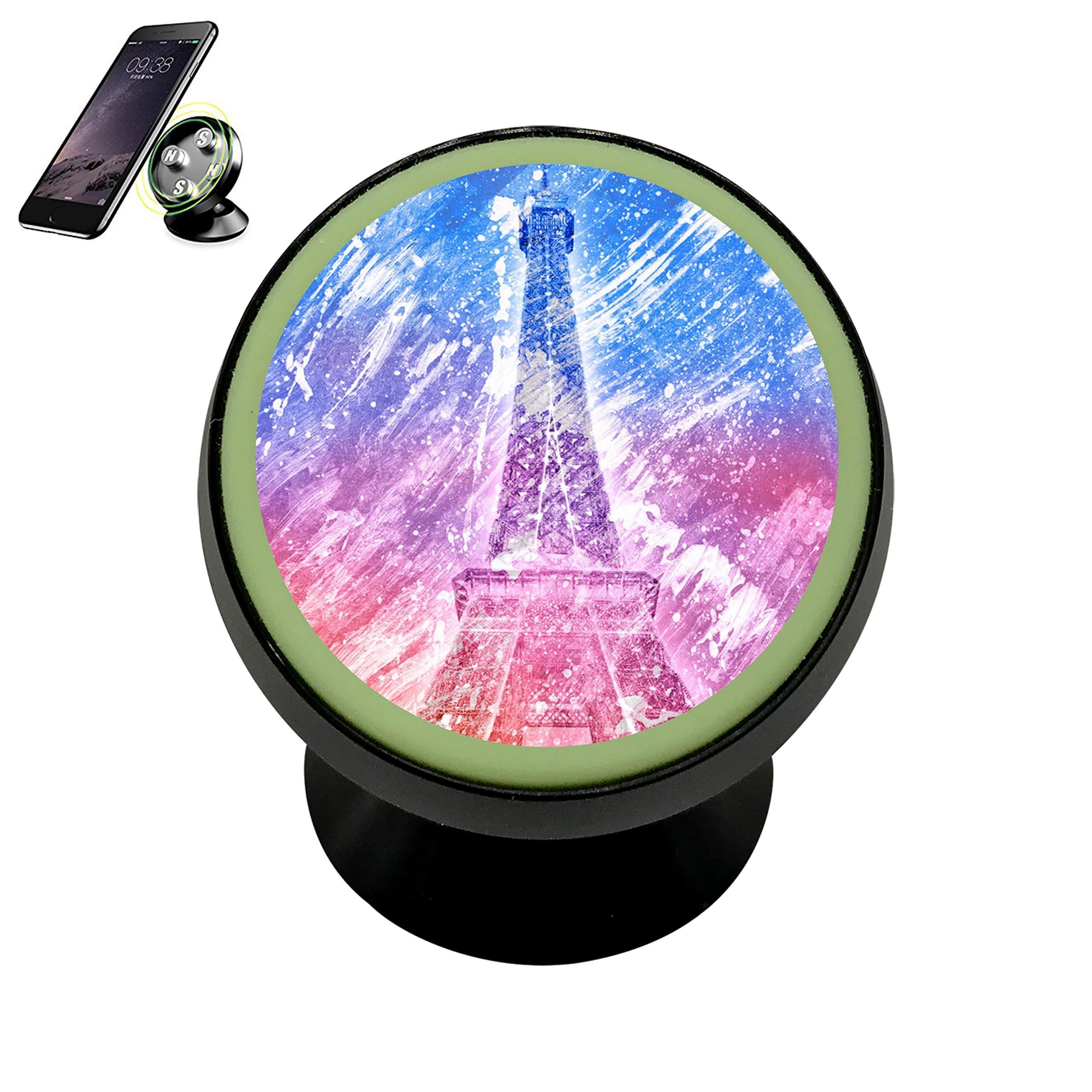 Eiffel Tower 3D Printing Magnetic Phone Car Mount Holder for iPhone 360 Rotation Noctilucent Function,Black