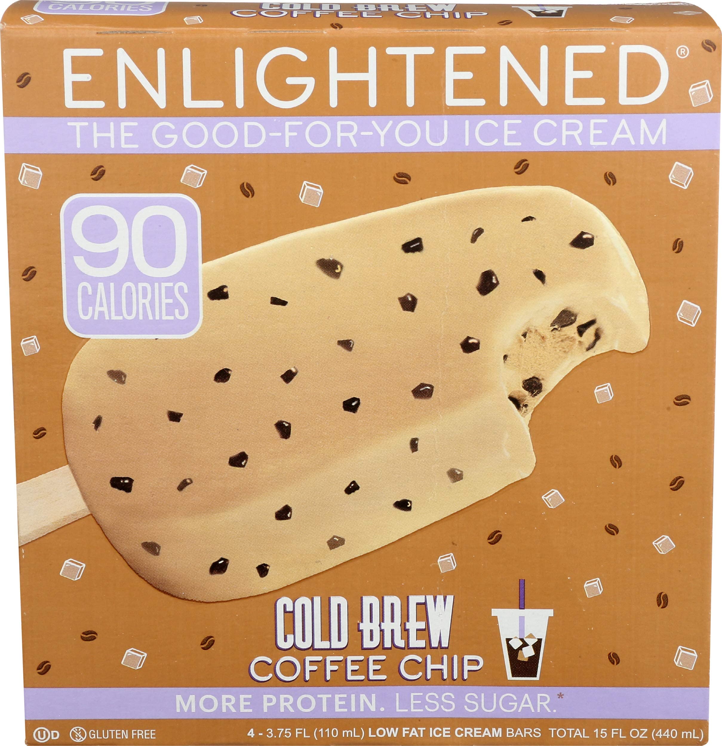 Enlightened Ice Cream, Bars Coffee, 3.75 Ounce, 4 Pack