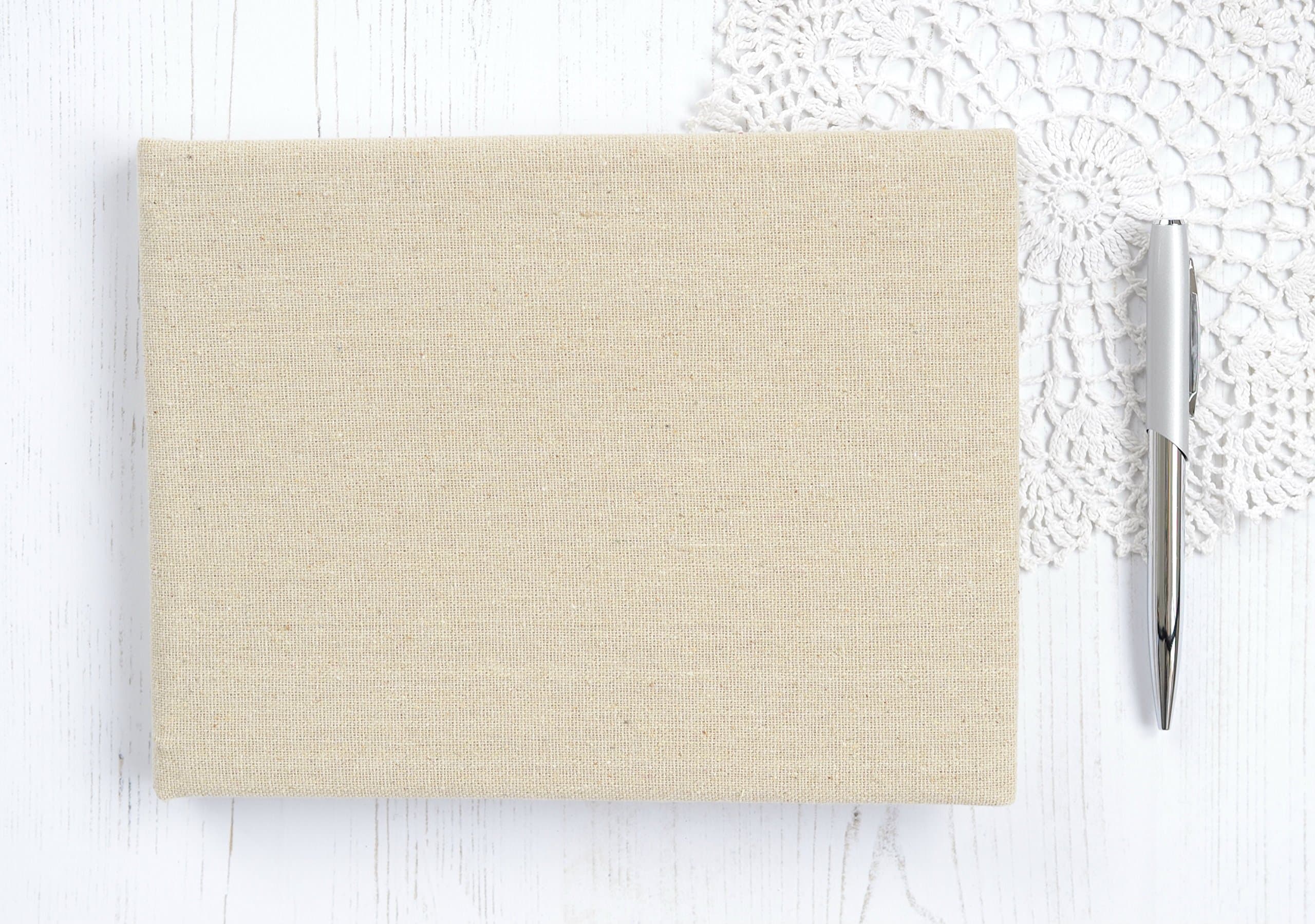 Plain Guest Book. DIY Guest Book. Linen Covered Rustic Wedding Guest Book.