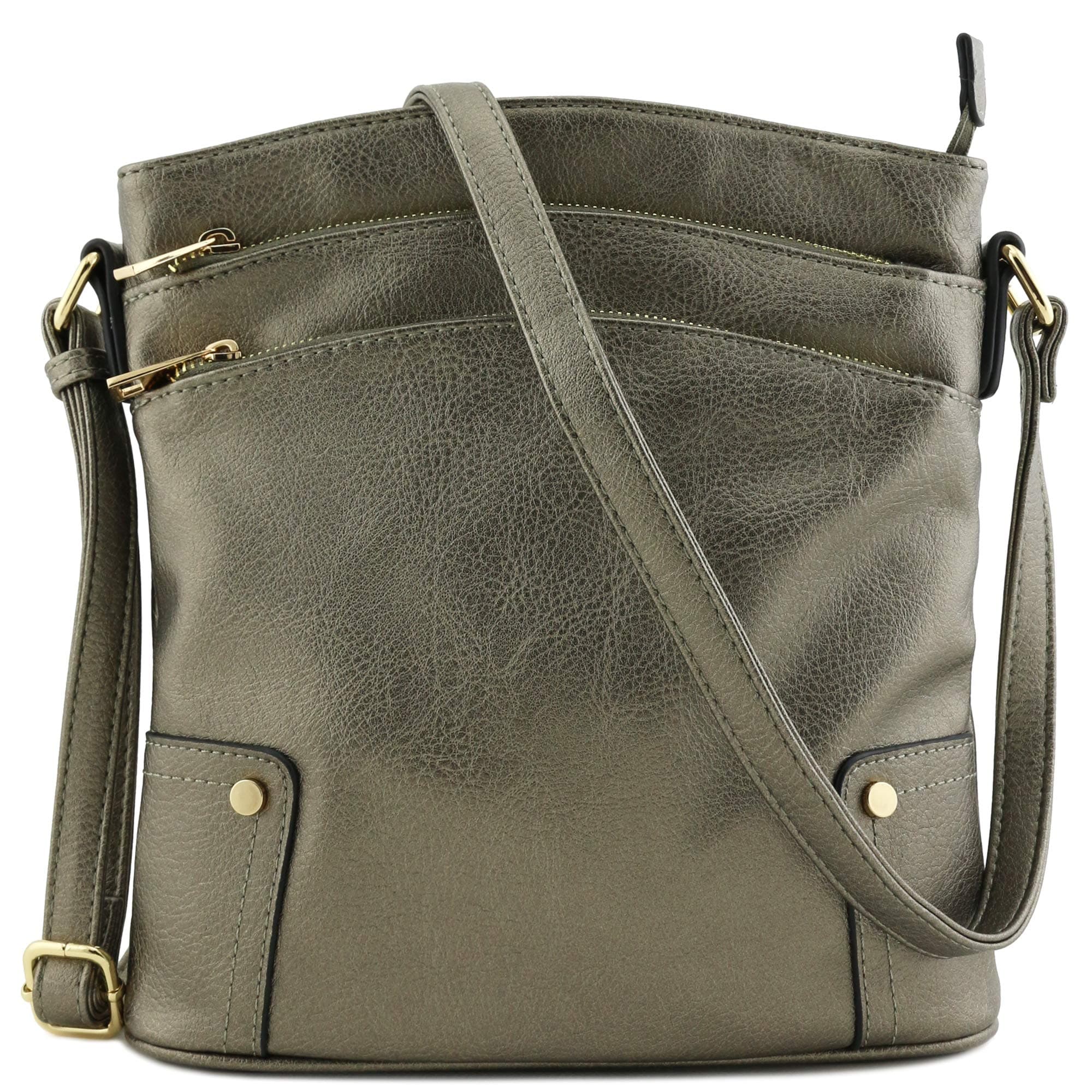 ALYSSATriple Zip Pocket Large Crossbody Bag
