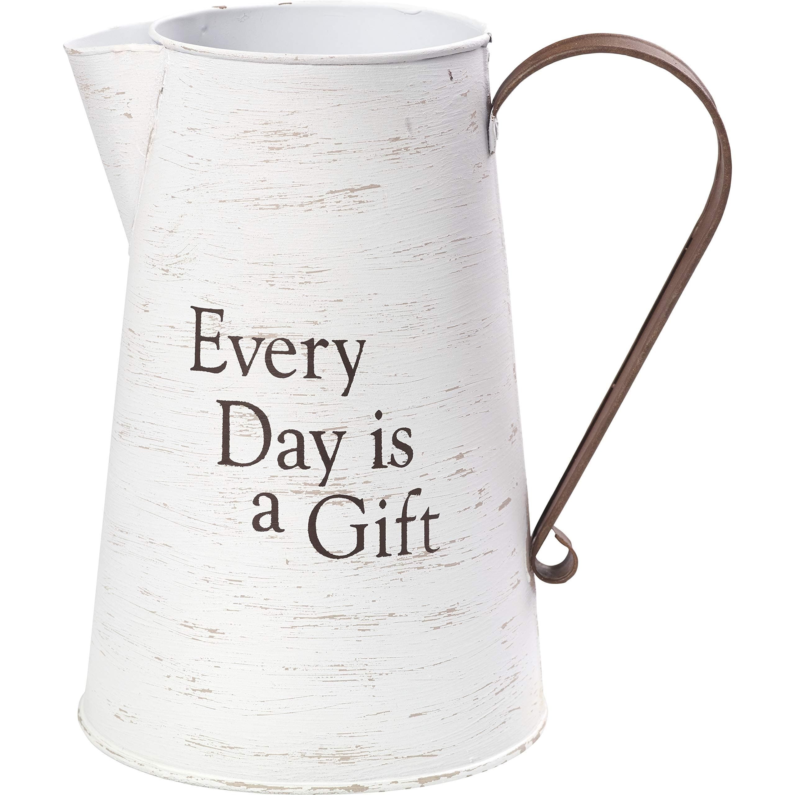Precious Moments Every Day is A Gift Rustic Farmhouse Distressed Metal Decorative Container & Vase Home Décor 17343