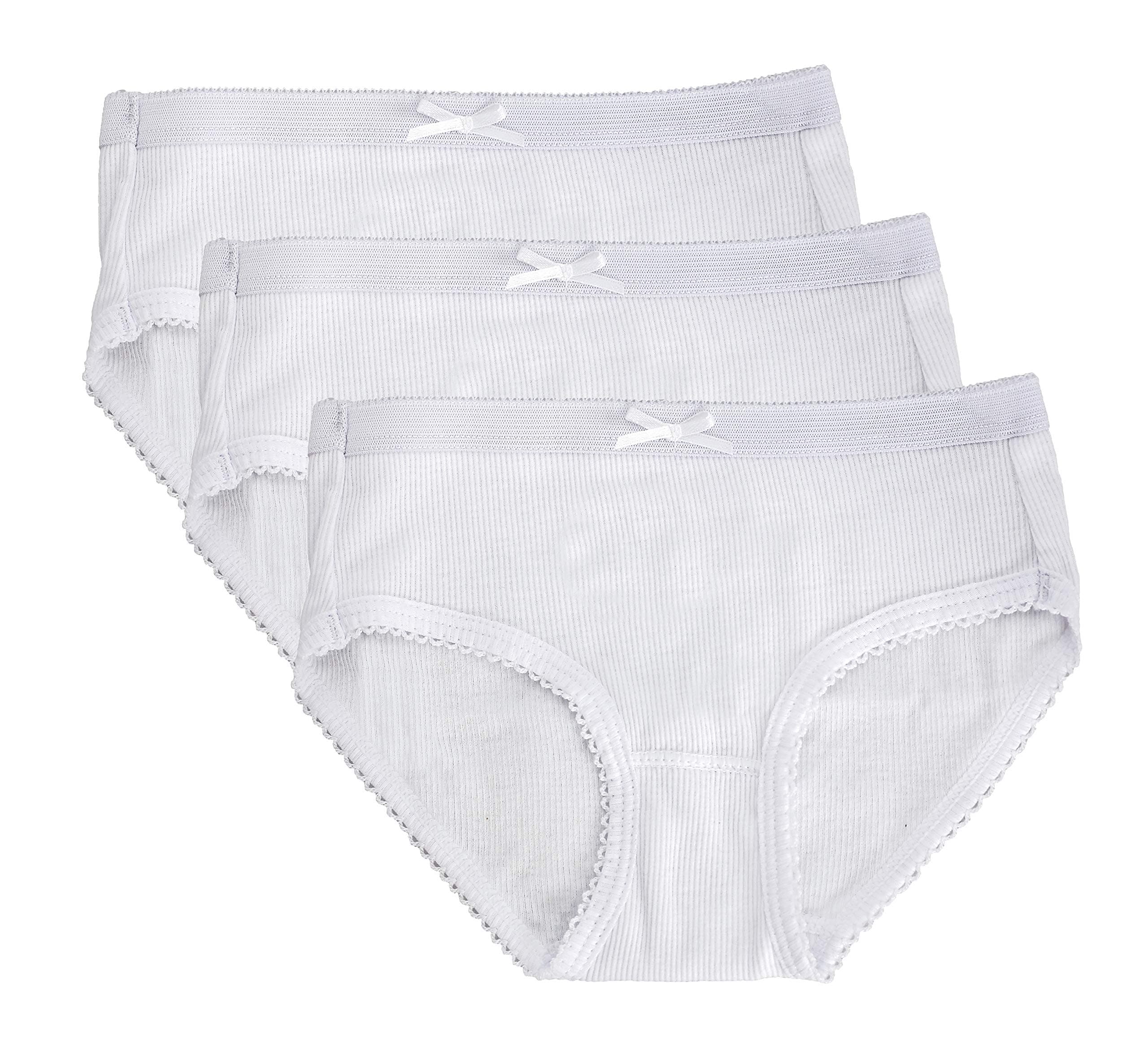Feathers Girls Solid White Snug Fit Tagless Briefs Underwear - 100% Cotton Super Soft Panties