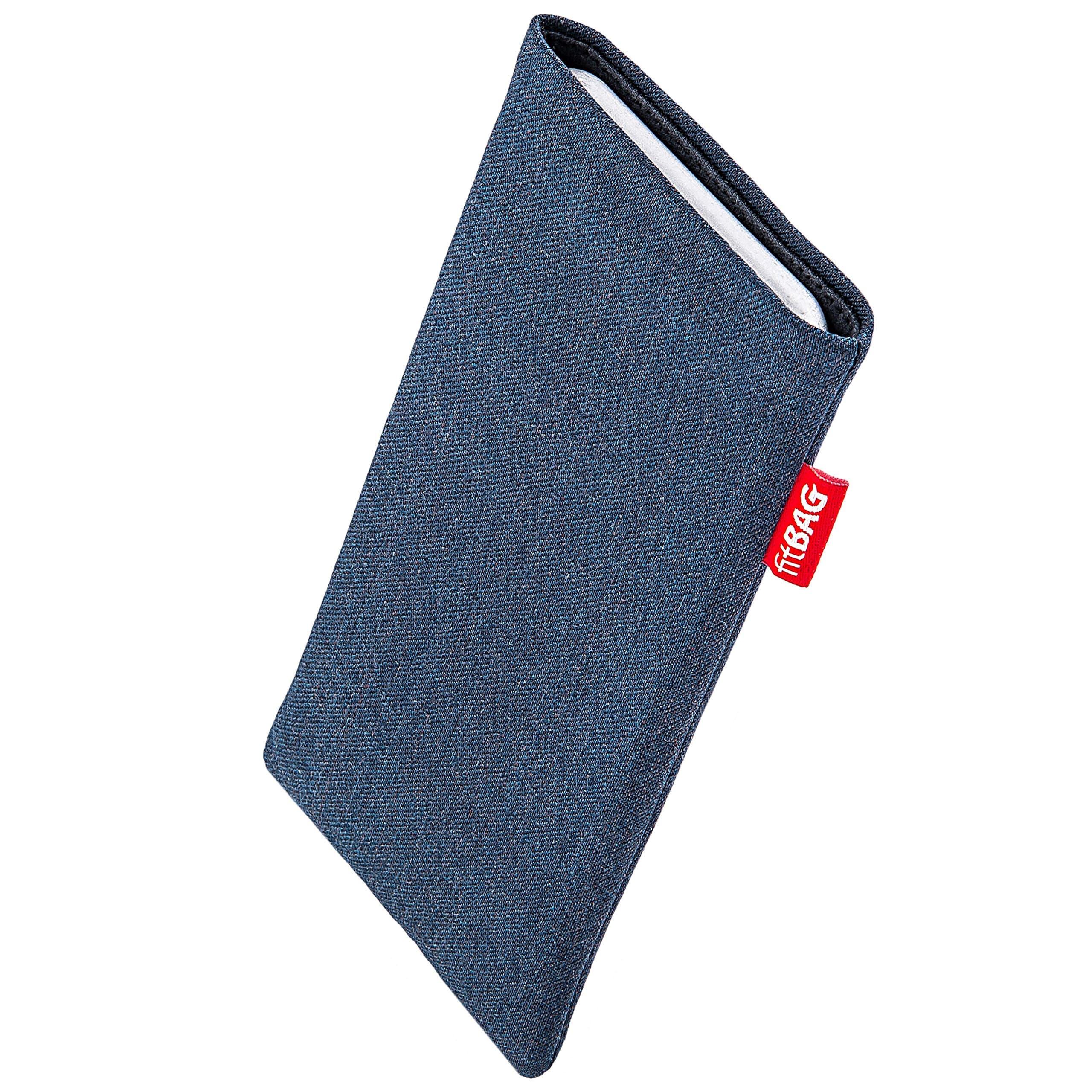 fitBAGJive Blue Custom Tailored Sleeve for Apple iPhone Xr | Made in Germany | Fine Suit Fabric Pouch case Cover with Microfibre Lining for Display Cleaning