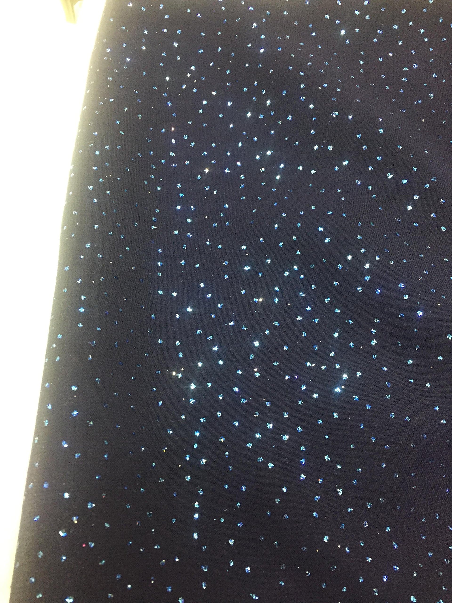Mesh Stretch Fabric Navy Blue with Royal Blue Glitter Glitter Design , Evening , Prom Fabric ~ 2 Yds~ 58 "