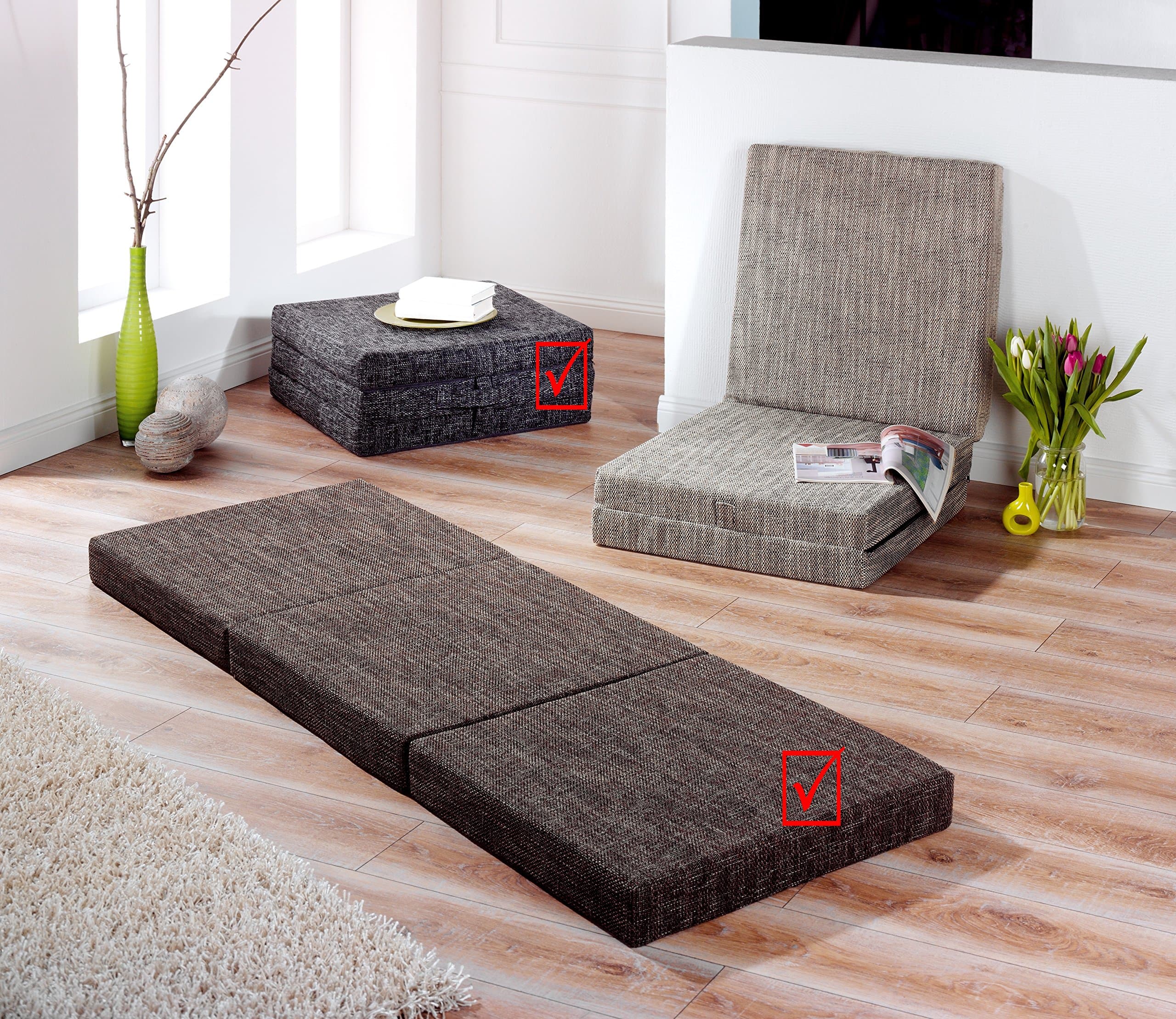 Folding mattress, guest bed – “Trend” anthracite, light grey and brown