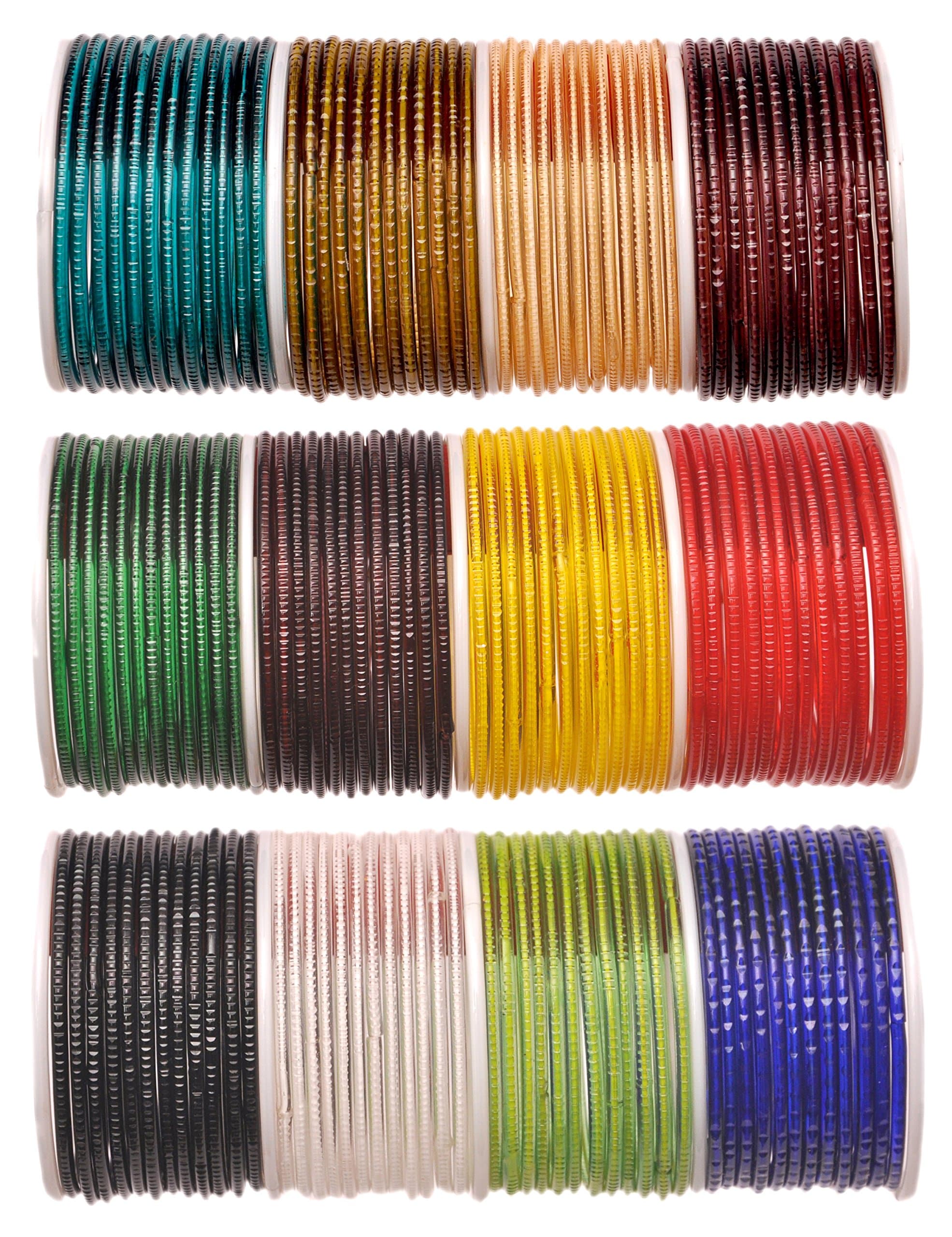 Newmakeinindia Multicolor Glass Bangles Set For Women (2.4)