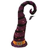 Large Purple LED Lighted Witch Hat Sisal Halloween Yard Stake Outdoor Decoration