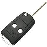 ALIWEI Replacement Keyless Entry Remote Case 2 Buttons Flip Folding Car Key fob Shell for Toyota Camry Corolla Yaris Hilux with Uncut Blade Blank (Black)