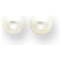 8mm Ivory White Round Freshwater Cultured Pearl Button Ball Stud Earrings, 925 Sterling Silver