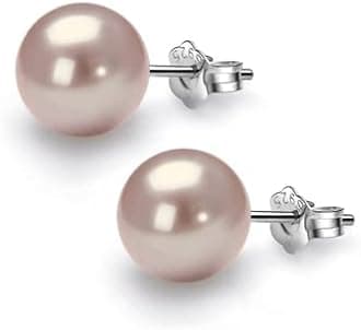 HIGHSPARK 925 Silver Classic Pearl Earrings for Women | 92.5 Sterling Silver & Brilliant Lustre Pearls | Lovely Gift for Women