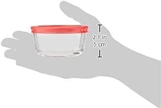 Pyrex 1070791 Glass Cup Round Dish With Lid - 1.7 oz, 1 Pieces, Red