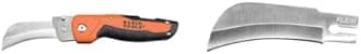 Klein Tools Cable Skinning Folding Utility Knife with 3-Pack Replacement Hawkbill Blades, Model 44218 and 44219