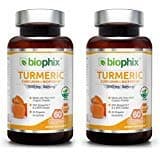 Organic Turmeric Curcumin 1000 mg Plus BioPerine 60 Vcaps 2 Pack - Powerful Antioxidant - Supports Immune and Joint Health