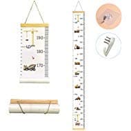 CCUT Kid Growth Chart Canvas & Wood Wall Ruler for Boys and Girls | Cartoon Construction Vehicle Patterns | Great for Nurseries, Bedrooms, Wall Decor | 79 Inches x 7.9 Inches