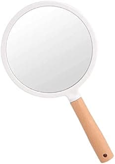 SVS ONLINE Makeup Mirror (Wood Hand Mirror Round)