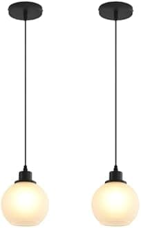CAFULAM Pendant Lamp with Glass Shade, Modern Antique Brass Pendant Lights,Hanging Light Vintage Glass Shade, Island Light Pendant Light Fixture for Bedroom Living Room Kitchen