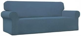 Easy-Going Stretch Sofa Slipcover 1-Piece Sofa Cover Furniture Protector Couch Soft with Elastic Bottom for Kids, Polyester Spandex Jacquard Fabric Small Checks (Sofa, Bluestone)