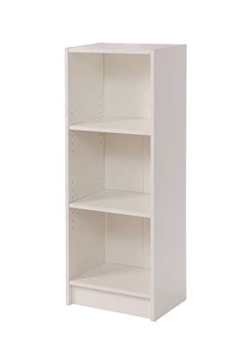 Timber Art Design UK 3 Tier Bookcase Medium Narrow Tall Shelf Rack Contemporary Organizer Display Shelving Unit for Modern Living Room, Office Space, Study Room Furniture, White - W40 x H106 x D30cm