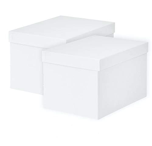 IKEA TJENA Foldable Storage Box with Lid/Office, Storage, Supplies, Organization, Small Parts (2, 7 x 9.75 x 6 White)