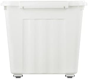 Cetomo 55L*3 Storage Boxes with Lids, Plastic Storage Box with Wheels and Secure Side Latches, Stackable & Nestable Organizer for Home, Office, Moving, PP, White, 55L-3 Pack