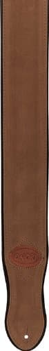 Onori USM-CL-S5-BRN 2-1/2-Inch Cowless Guitar Suede Strap with Outer Piping - Brown